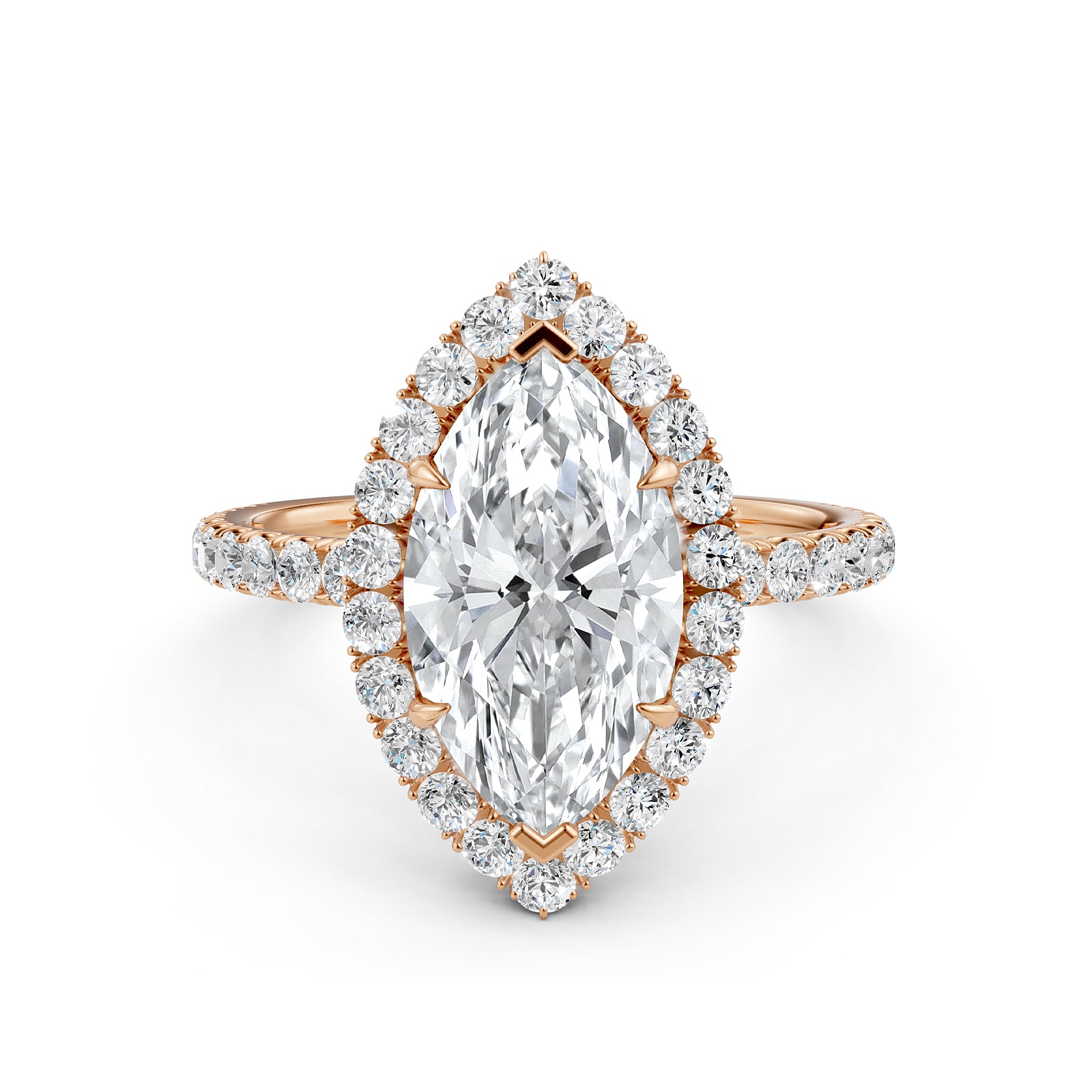 French U Pave Set Hidden Halo Lab Grown Diamond Engagement Ring IGI Certified 3.00 Ctw.