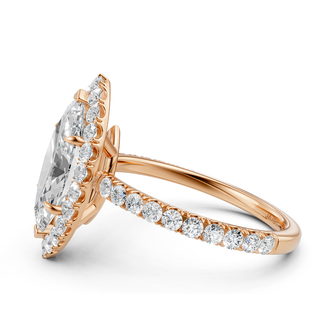 French U Split Pave Set Halo Marquise Lab Grown Diamond Engagement Ring
