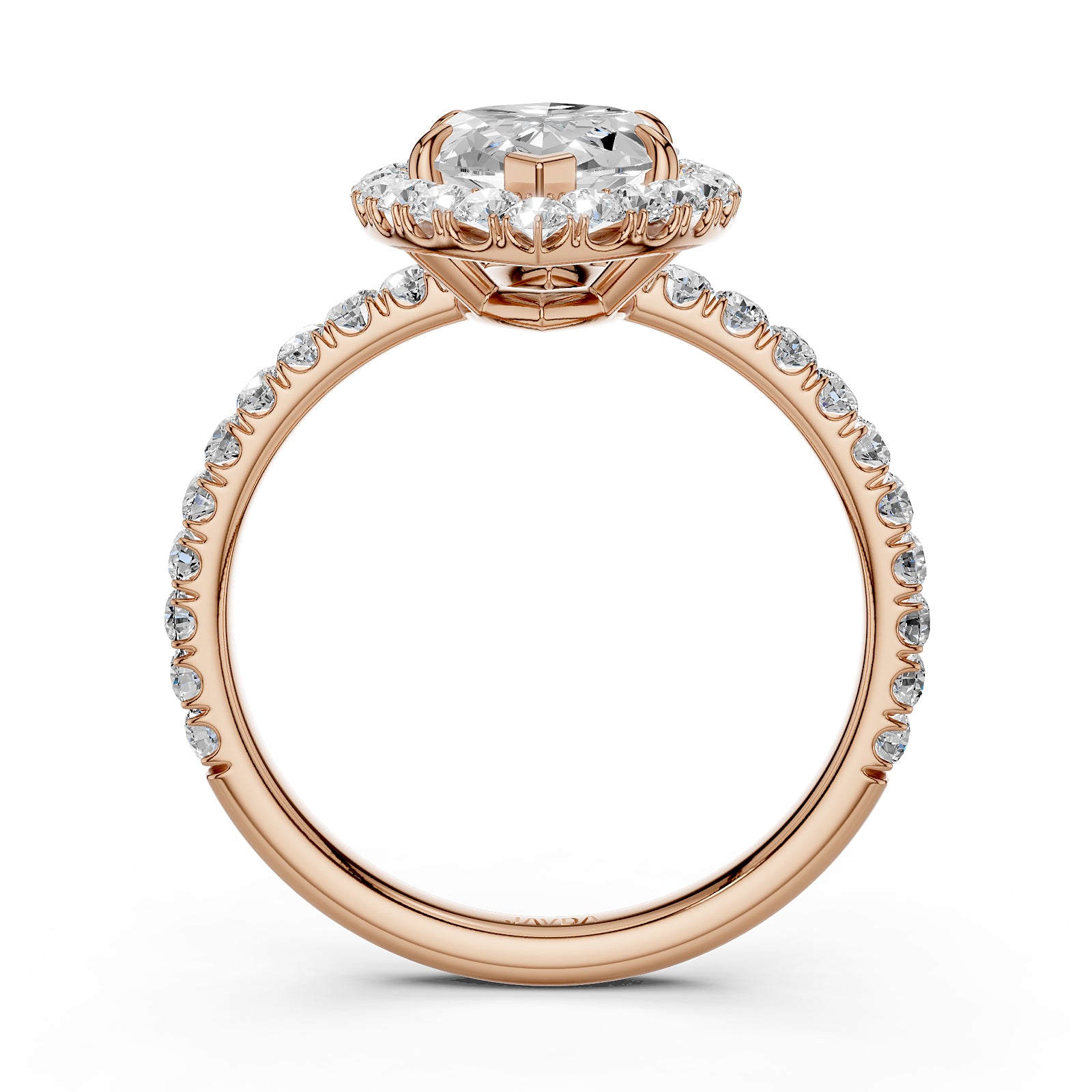 French U Pave Set Hidden Halo Lab Grown Diamond Engagement Ring IGI Certified 3.00 Ctw.