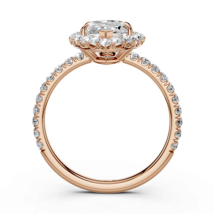 French U Split Pave Set Halo Marquise Lab Grown Diamond Engagement Ring