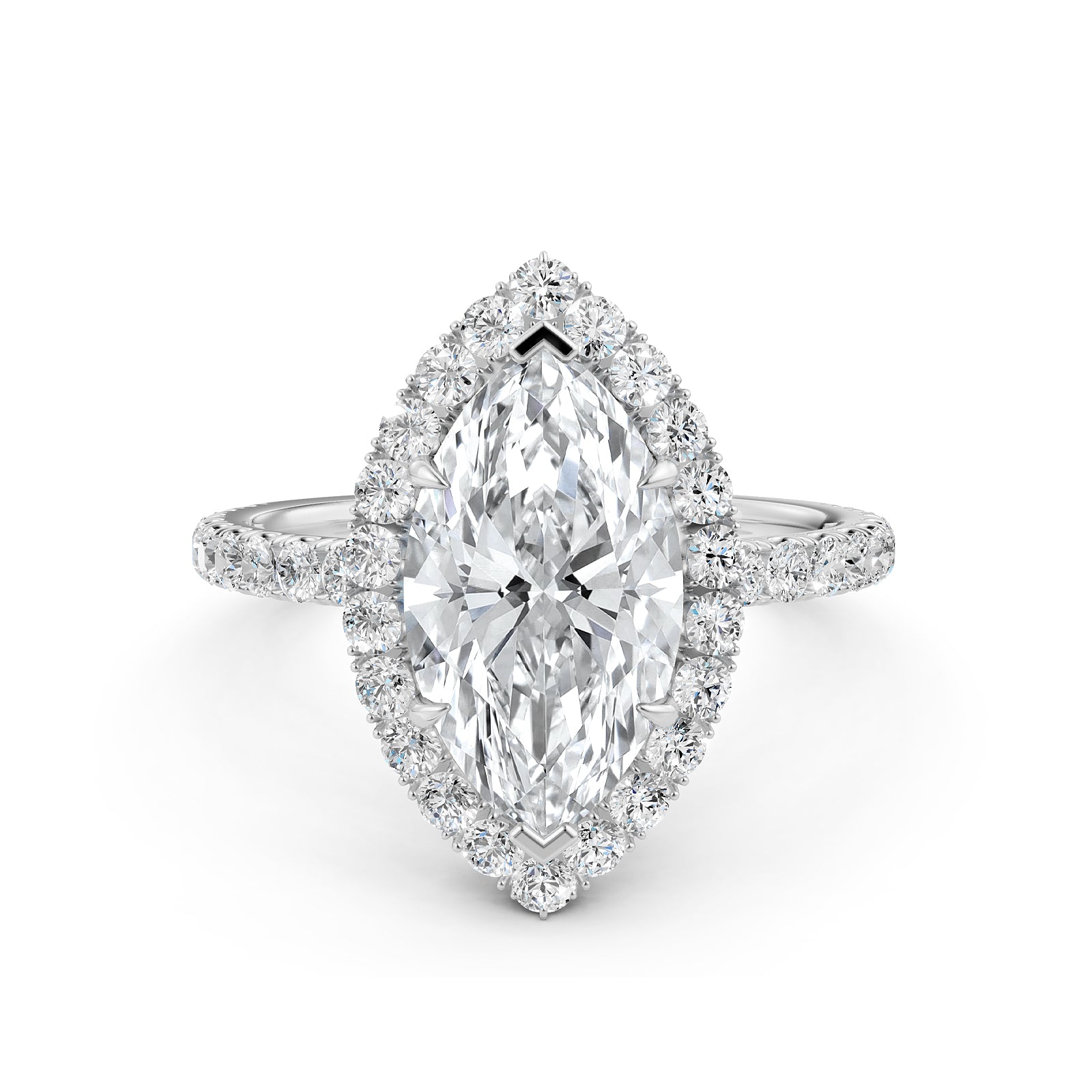 French U Pave Set Hidden Halo Lab Grown Diamond Engagement Ring IGI Certified 3.00 Ctw.