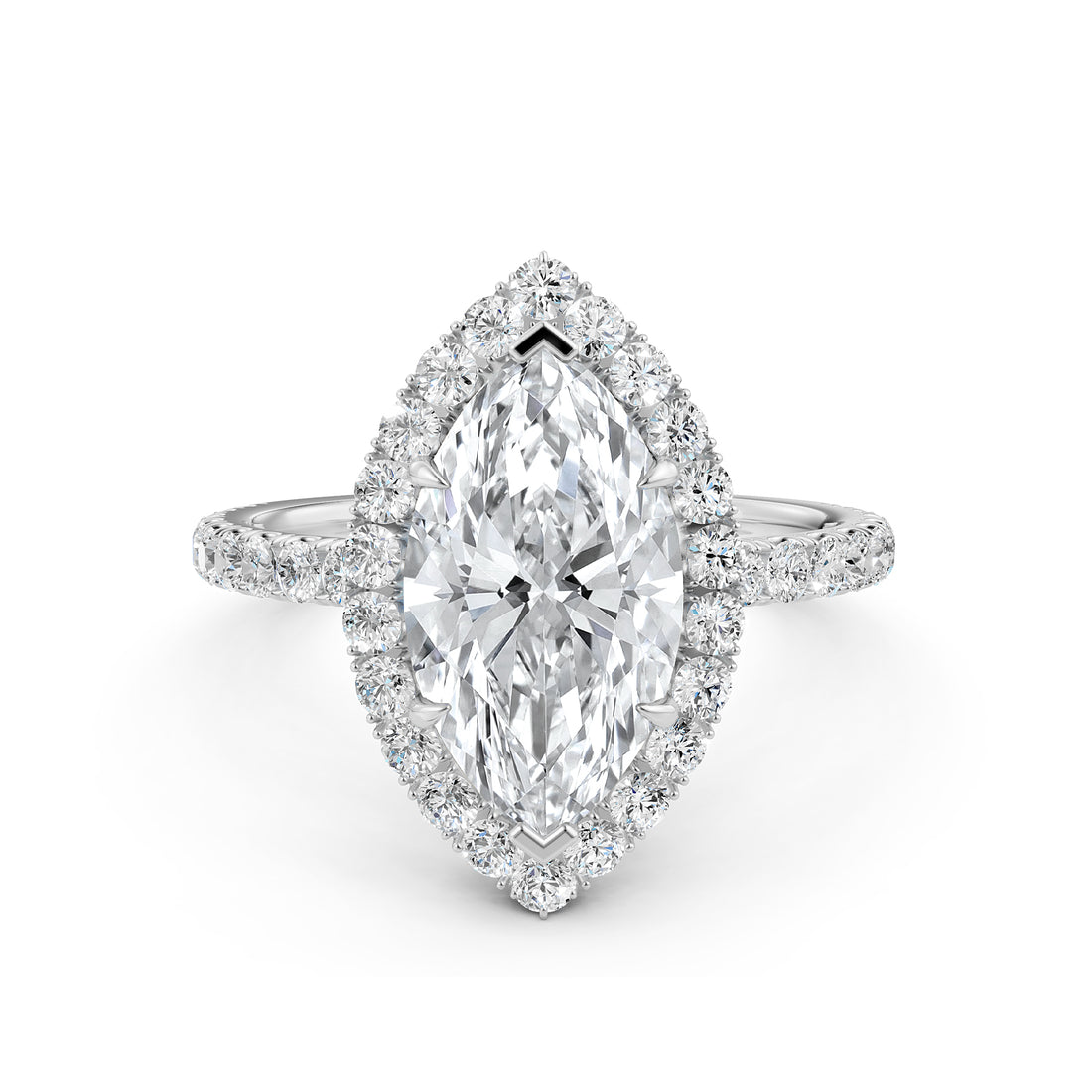 French U Split Pave Set Halo Marquise Lab Grown Diamond Engagement Ring
