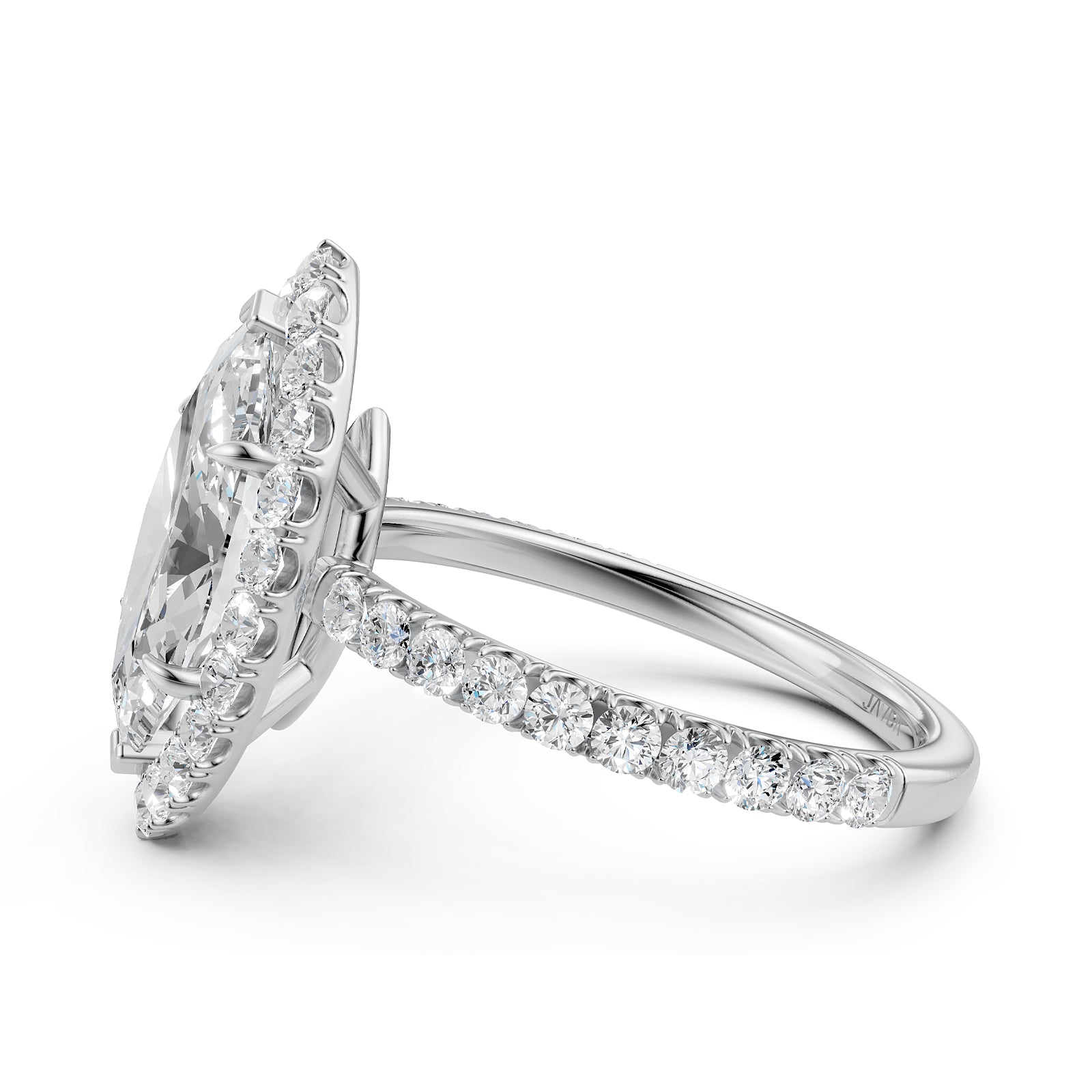 French U Pave Set Hidden Halo Lab Grown Diamond Engagement Ring IGI Certified 3.00 Ctw.