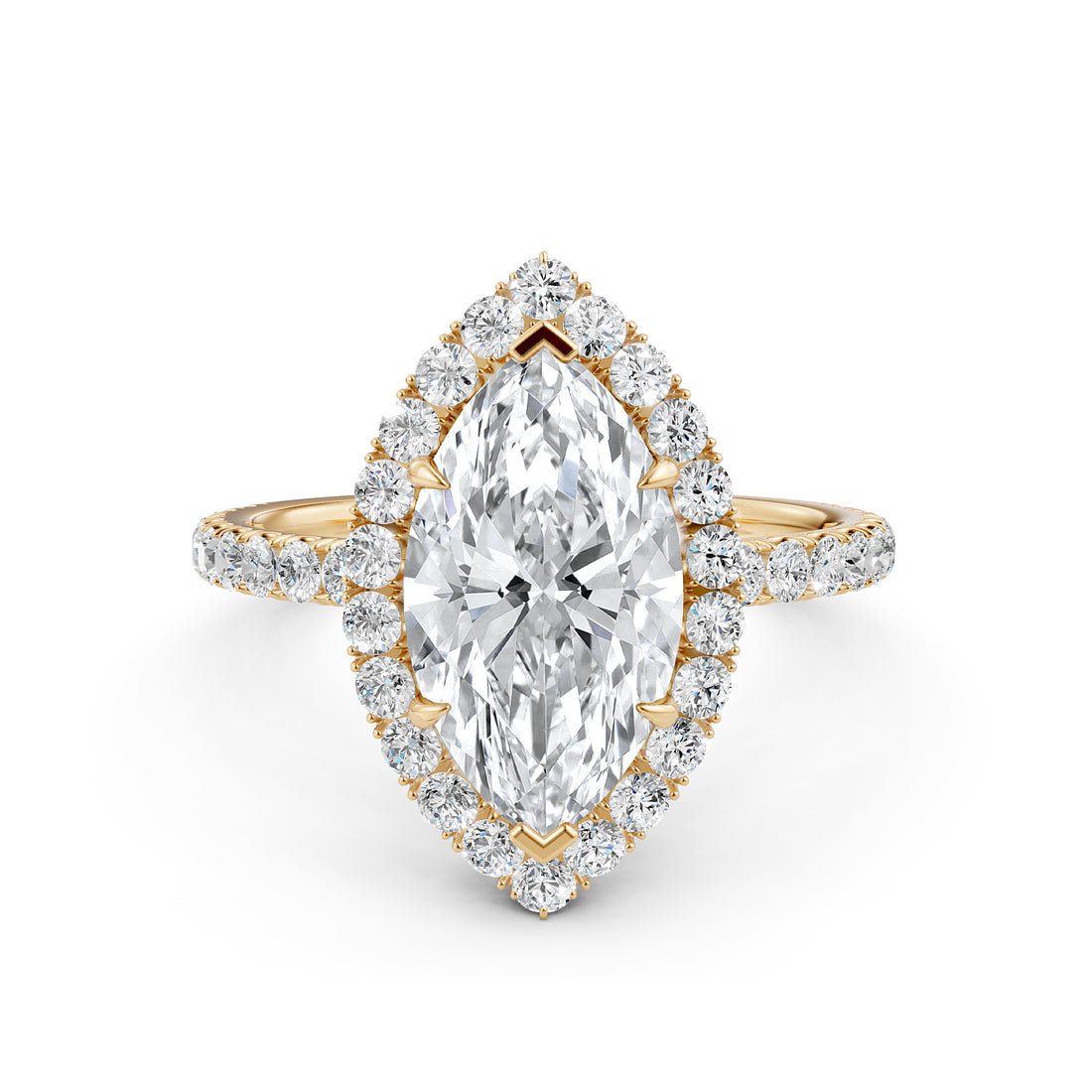 French U Split Pave Set Halo Marquise Lab Grown Diamond Engagement Ring