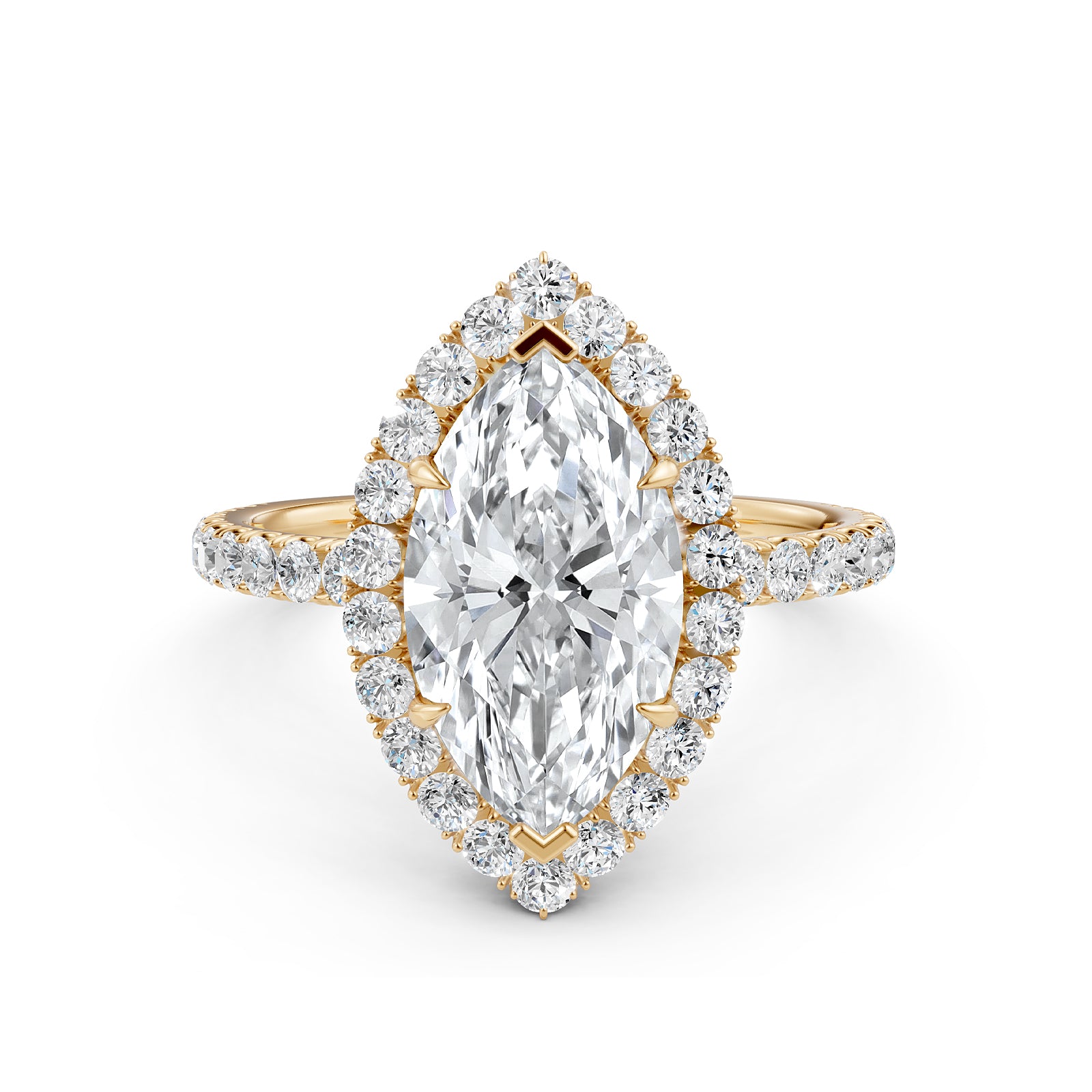 French U Pave Set Hidden Halo Lab Grown Diamond Engagement Ring IGI Certified 3.00 Ctw.