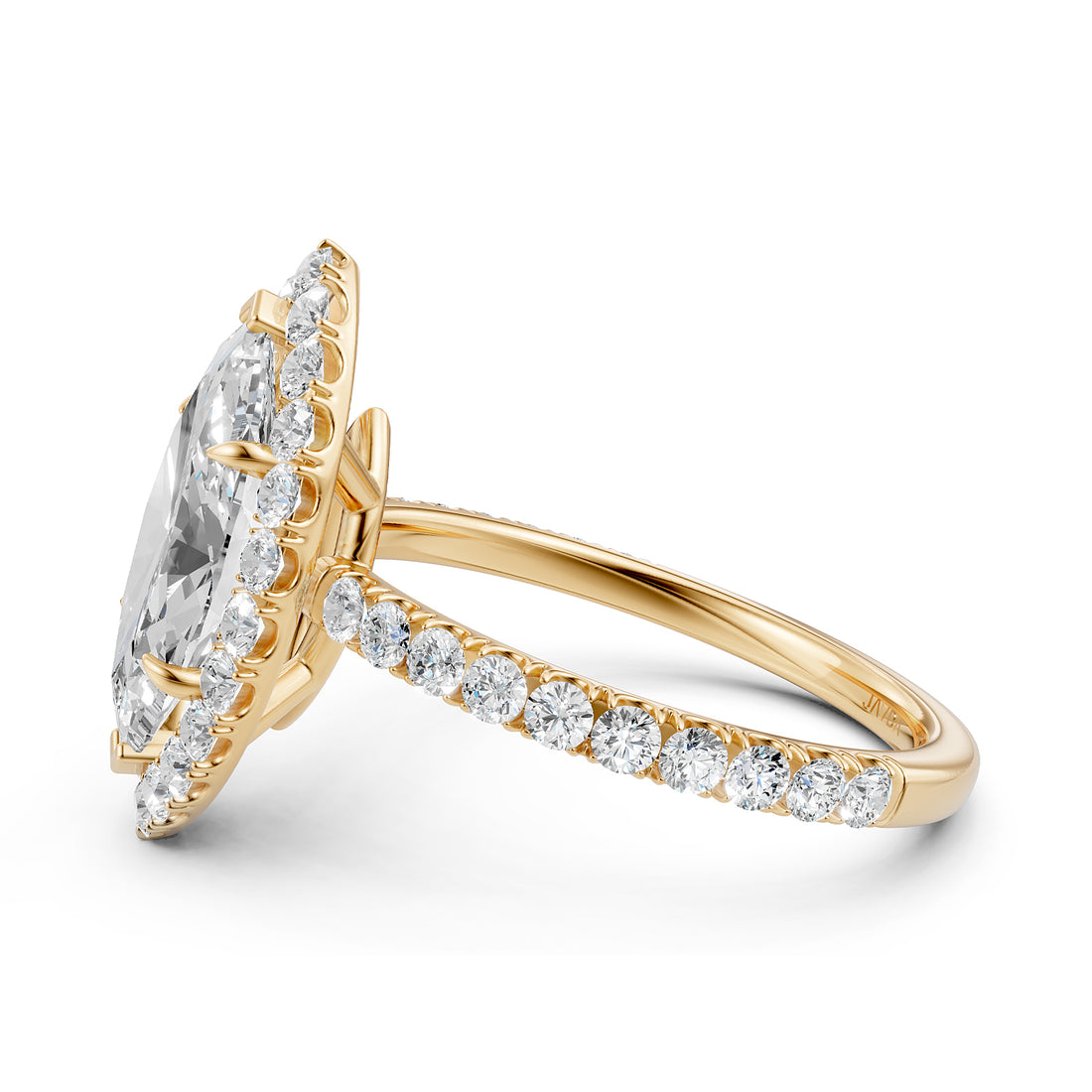 French U Split Pave Set Halo Marquise Lab Grown Diamond Engagement Ring