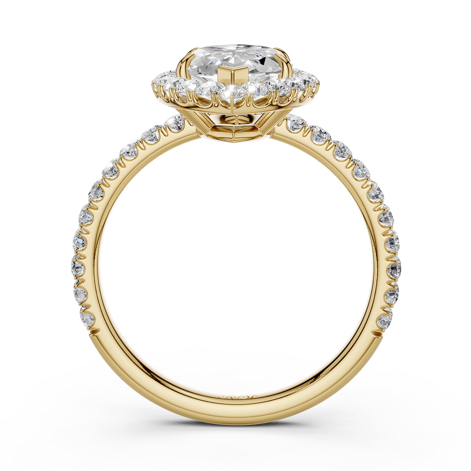 French U Split Pave Set Halo Marquise Lab Grown Diamond Engagement Ring