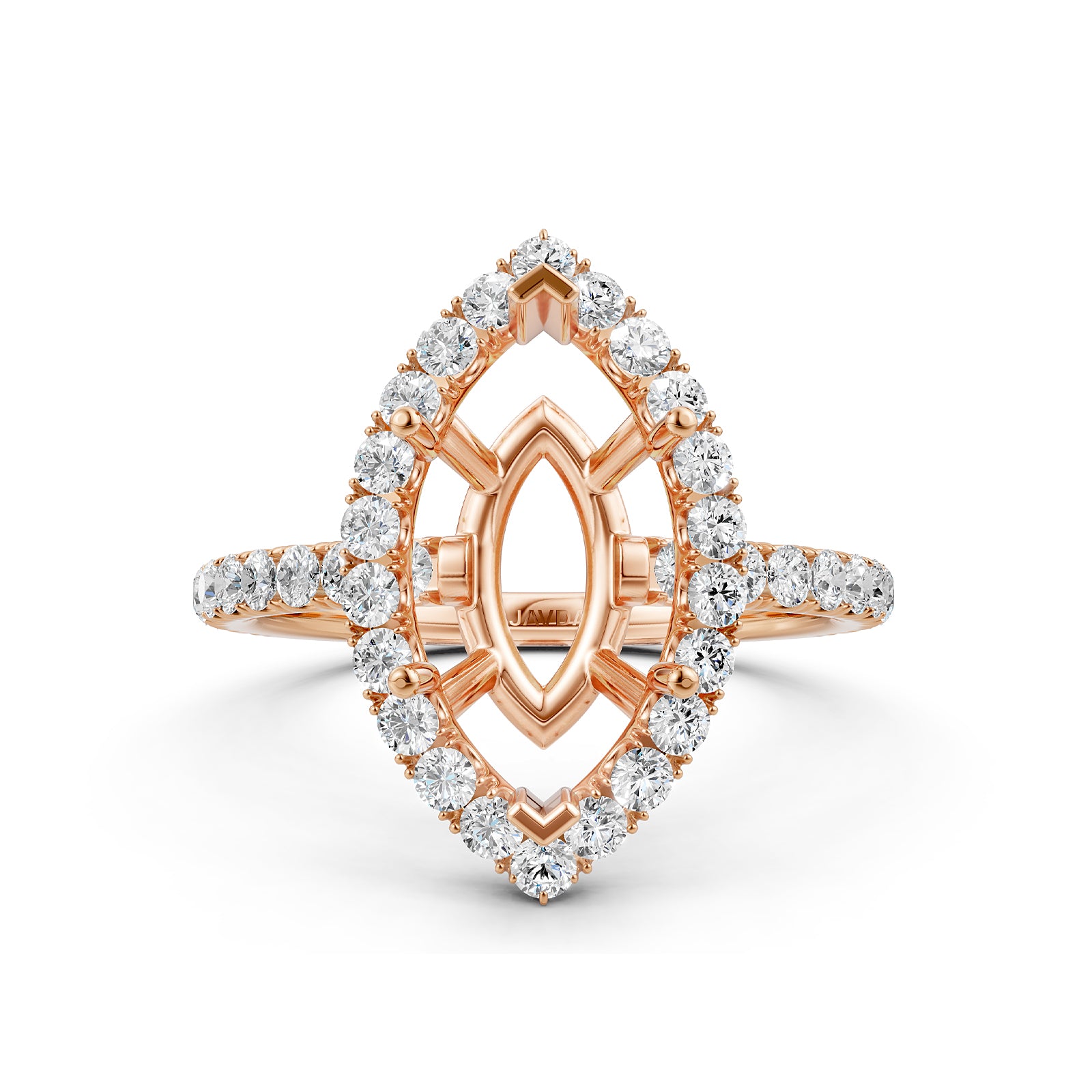 French U Split Pave Set Halo Lab Grown Diamond Engagement Ring Setting 1.00 Ct.
