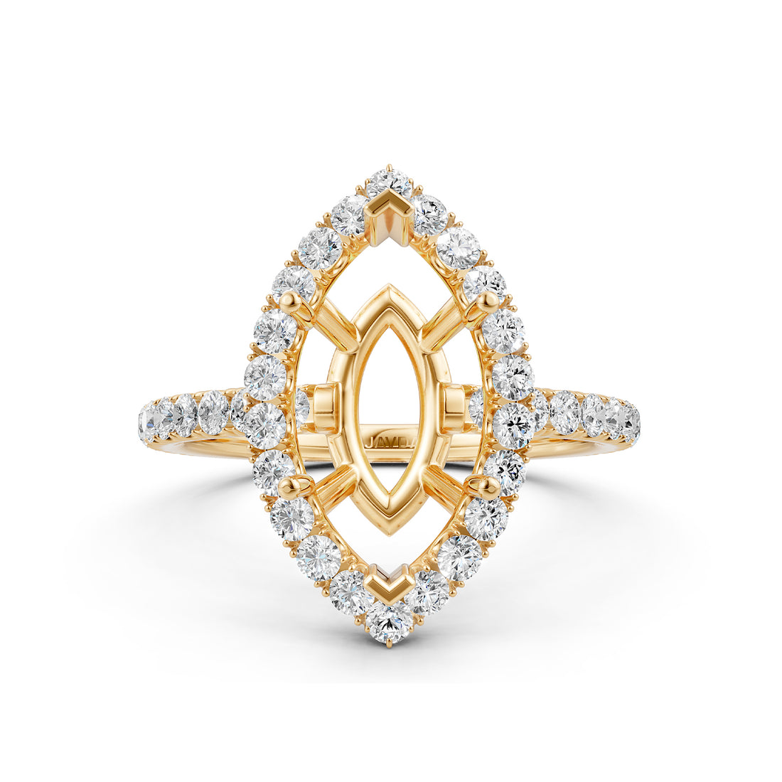 French U Split Pave Set Halo Lab Grown Diamond Engagement Ring Setting 1.00 Ct.