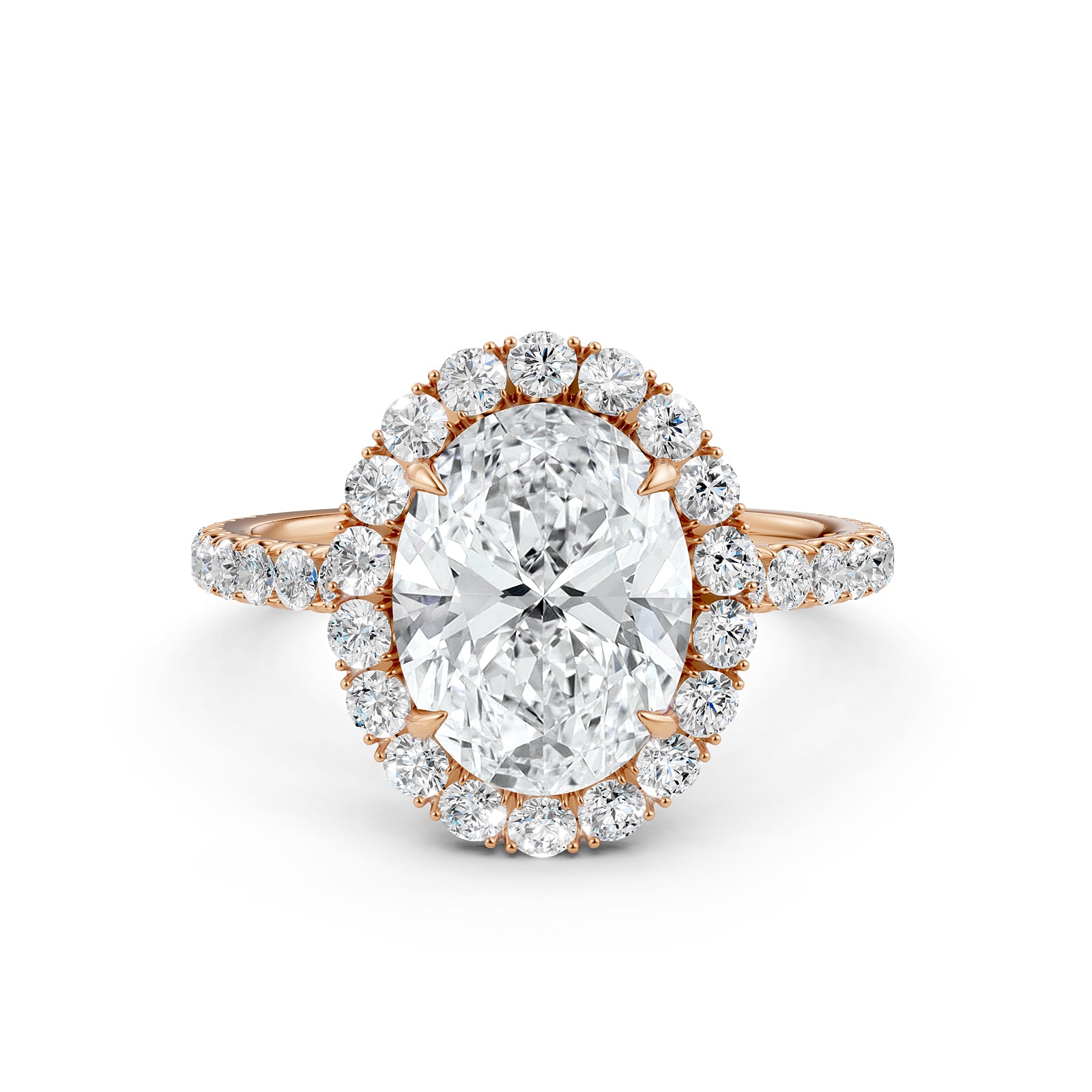 French U Pave Set Hidden Halo Lab Grown Diamond Engagement Ring IGI Certified 3.00 Ctw.