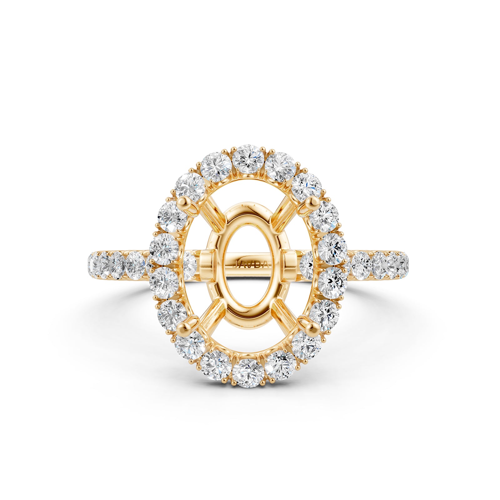 French U Split Pave Set Halo Lab Grown Diamond Engagement Ring Setting 1.00 Ct.