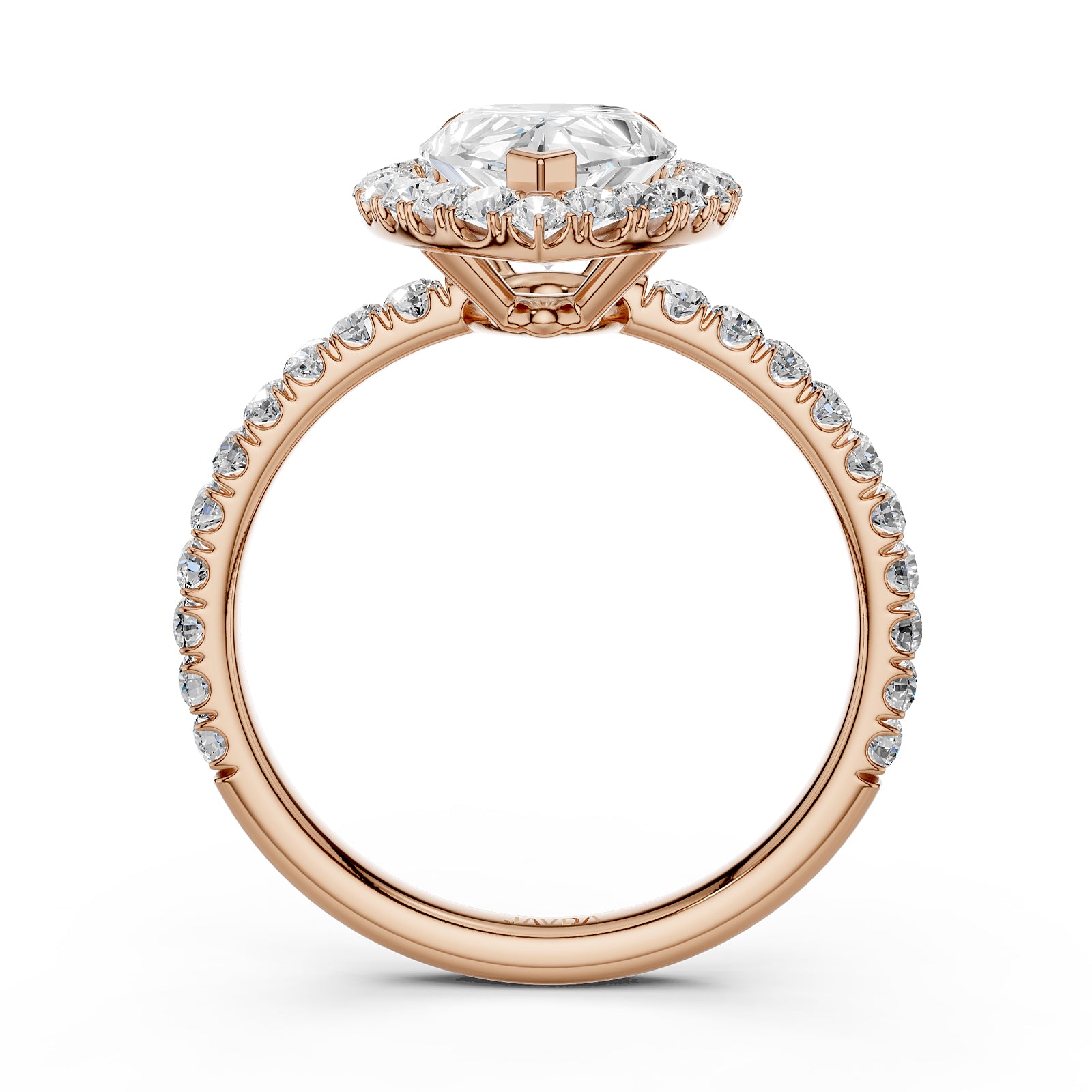 French U Split Pave Halo Pear Diamond Engagement Ring 14k White Gold