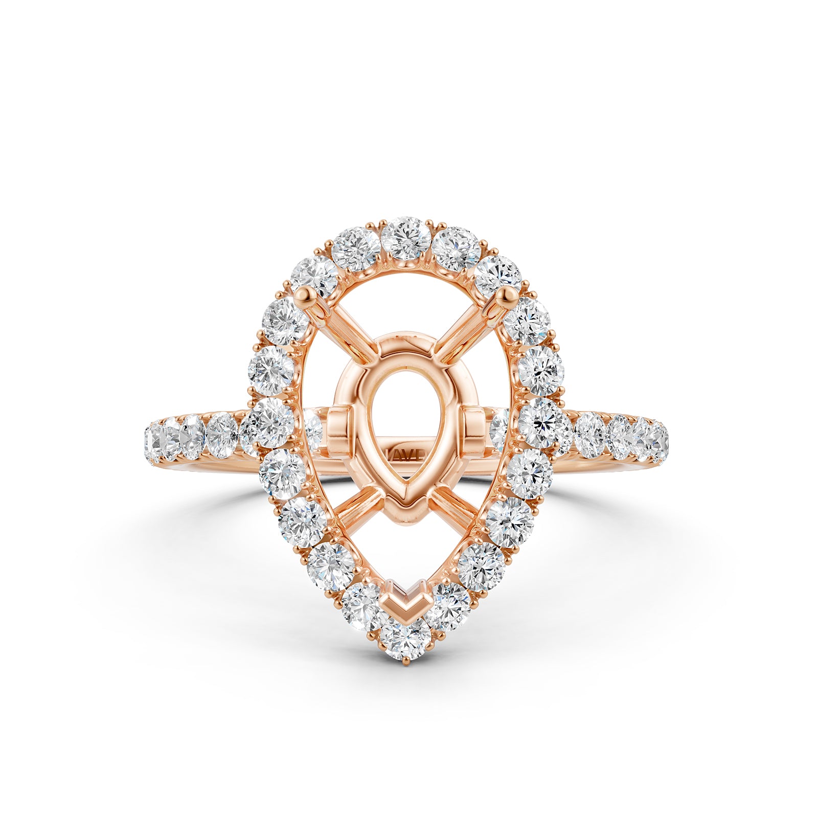 French U Split Pave Set Halo Lab Grown Diamond Engagement Ring Setting 1.00 Ct.