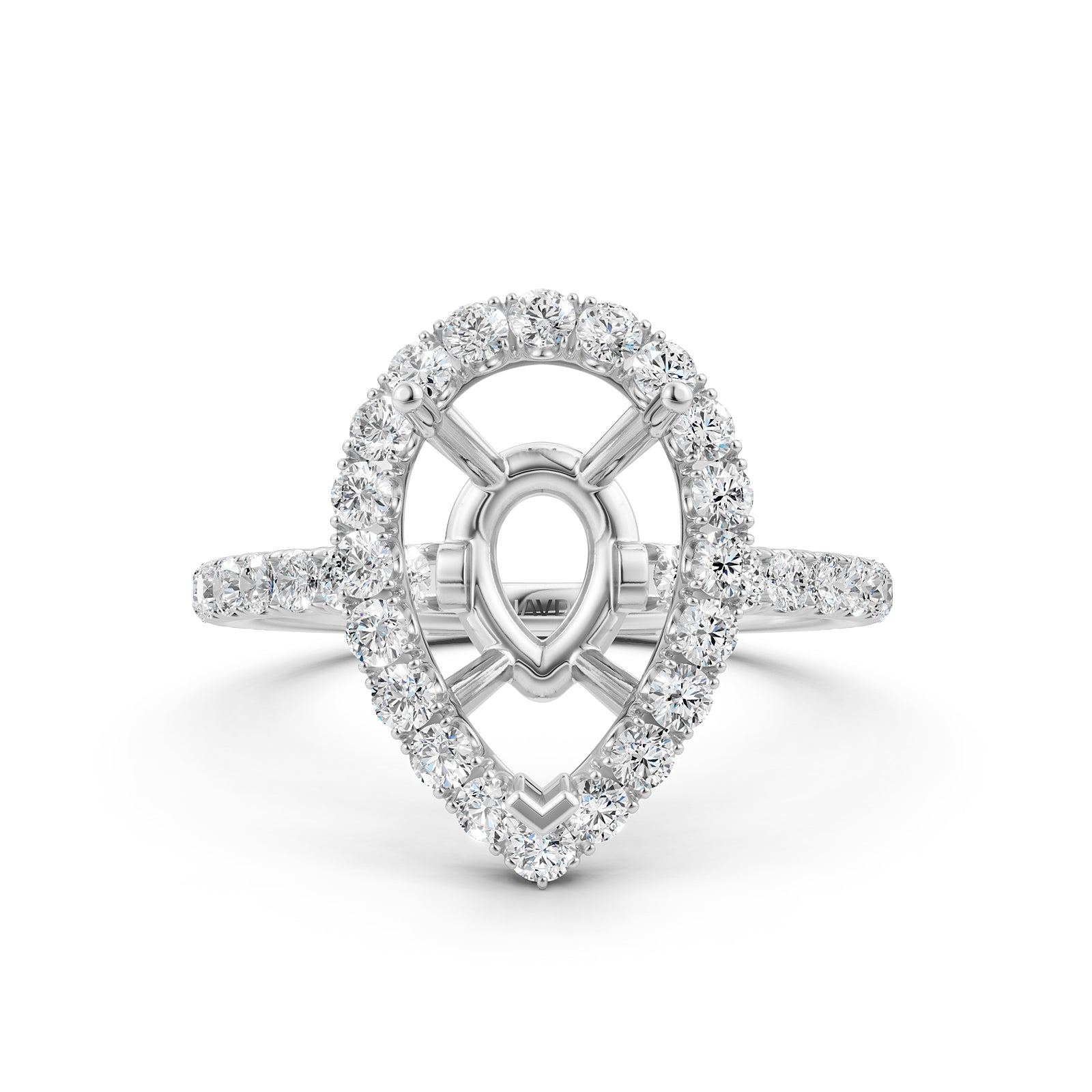 French U Split Pave Set Halo Lab Grown Diamond Engagement Ring Setting 1.00 Ct.