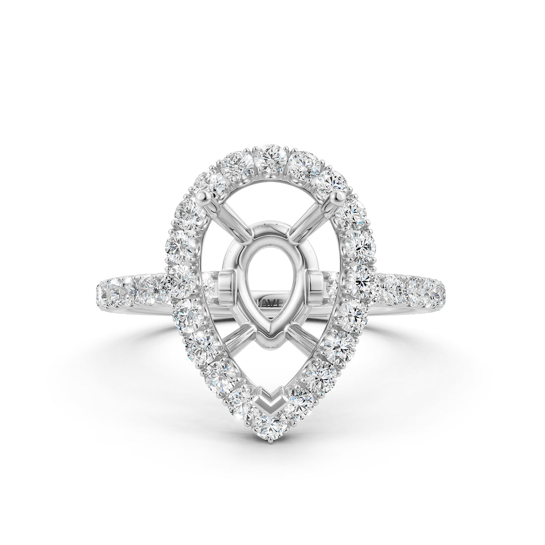 French U Split Pave Set Halo Lab Grown Diamond Engagement Ring Setting 1.00 Ct.