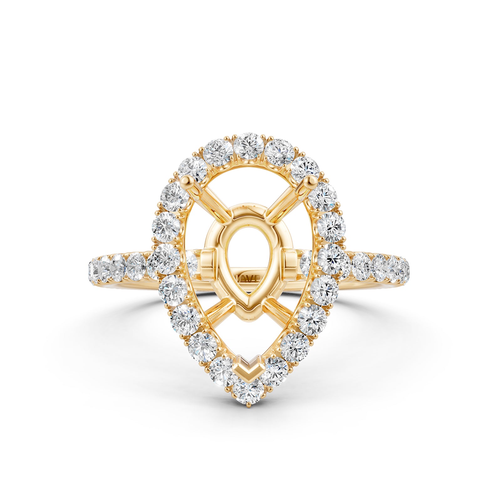 French U Split Pave Set Halo Lab Grown Diamond Engagement Ring Setting 1.00 Ct.