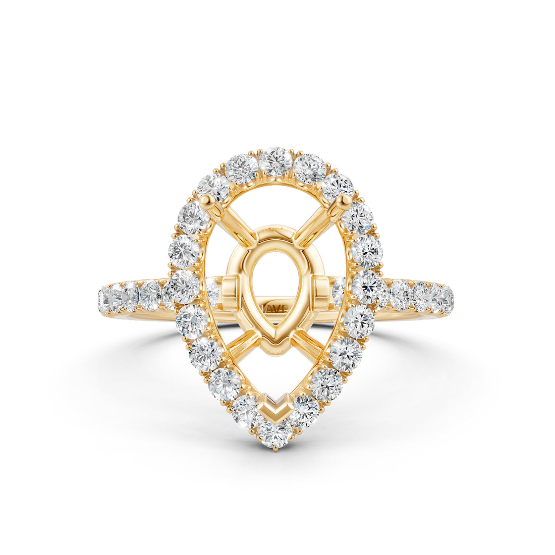 French U Split Pave Set Halo Lab Grown Diamond Engagement Ring Setting 1.00 Ct.