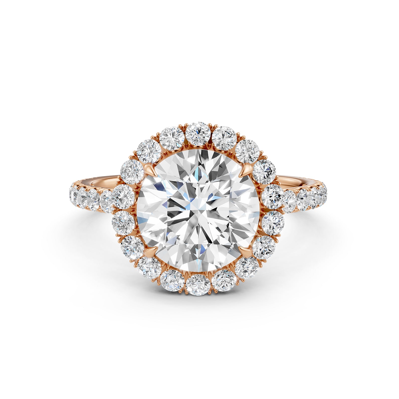 French U Pave Set Hidden Halo Lab Grown Diamond Engagement Ring IGI Certified 3.00 Ctw.