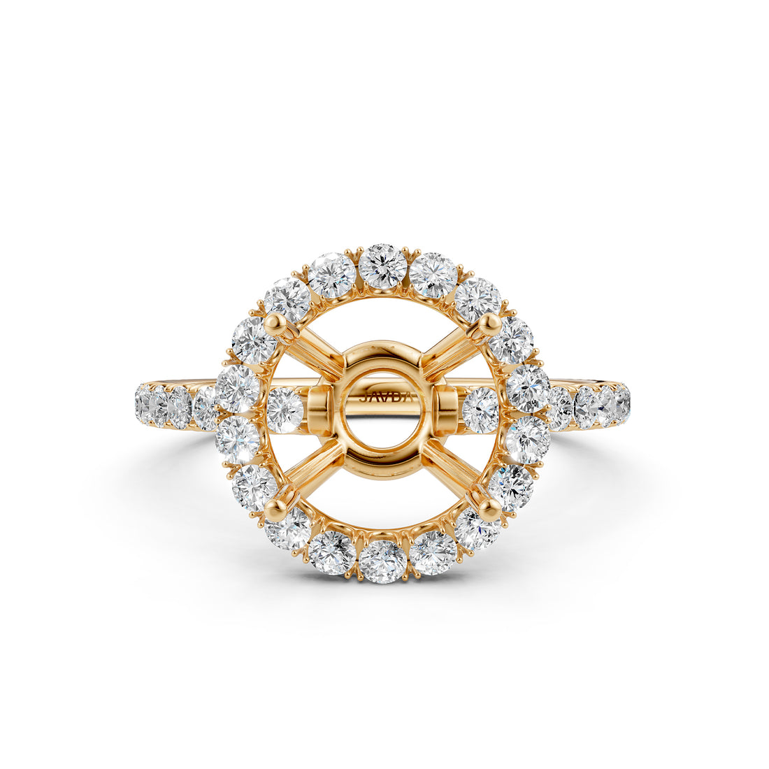French U Split Pave Set Halo Lab Grown Diamond Engagement Ring Setting 1.00 Ct.