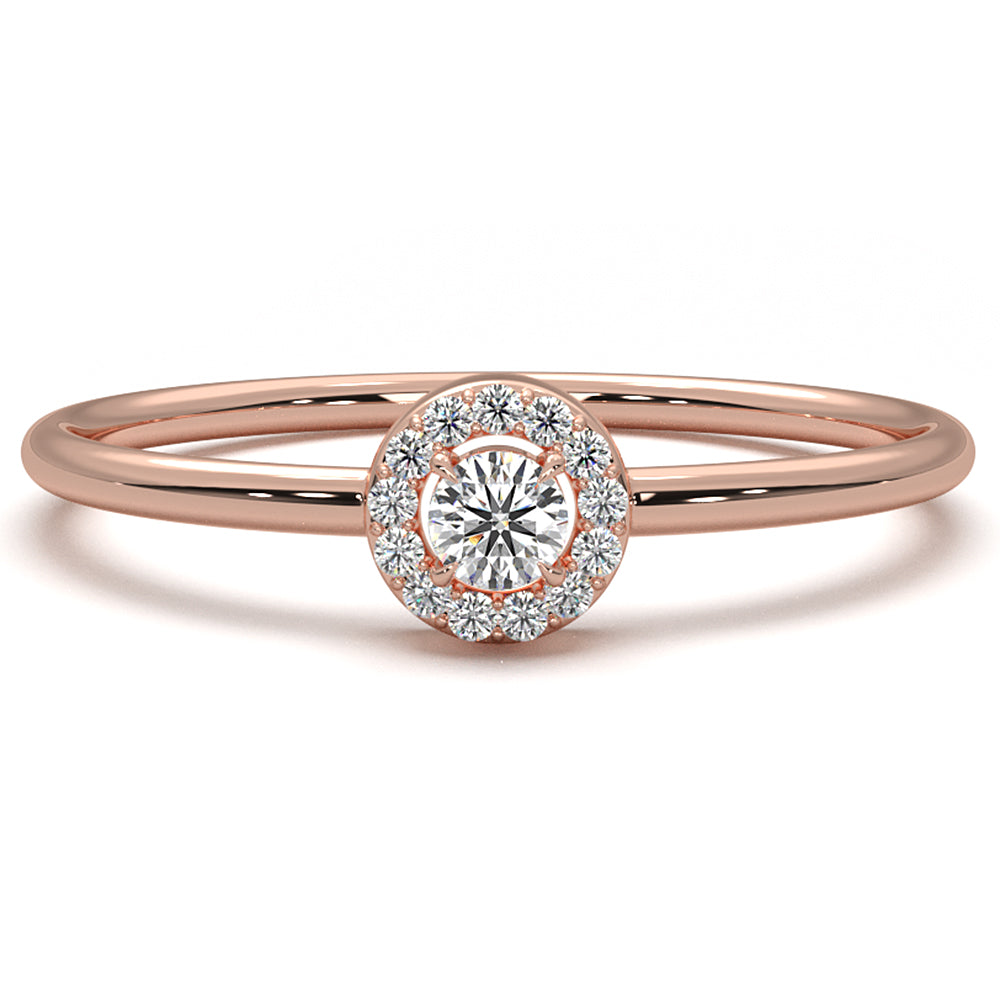 Slim Halo Round Lab Diamond Engagement Fashion Ring 0.11ctw.