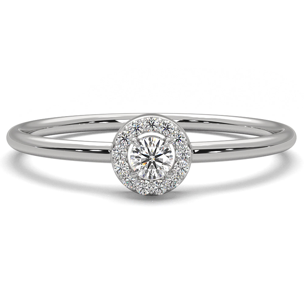 Slim Halo Round Lab Diamond Engagement Fashion Ring 0.11ctw.