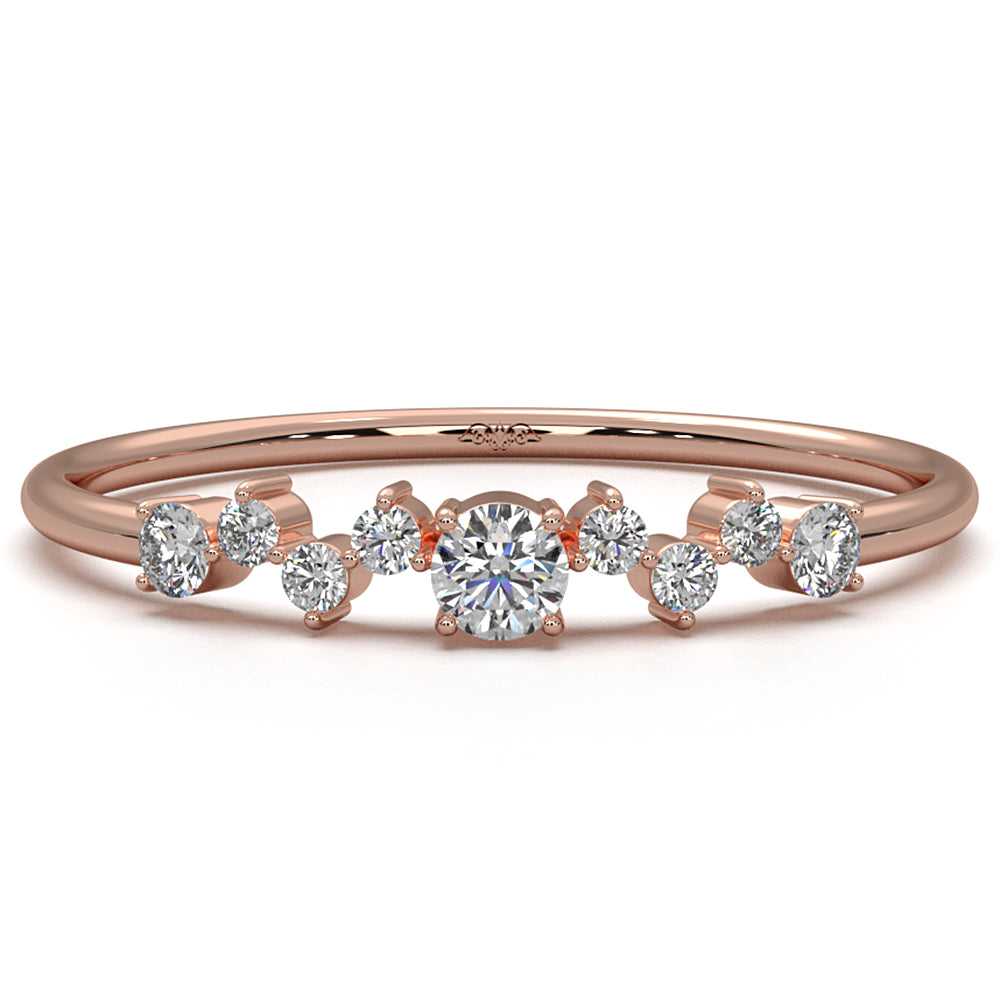 Scattered Round Prong Set Lab Diamond Engagement Wedding Ring 0.15ctw.