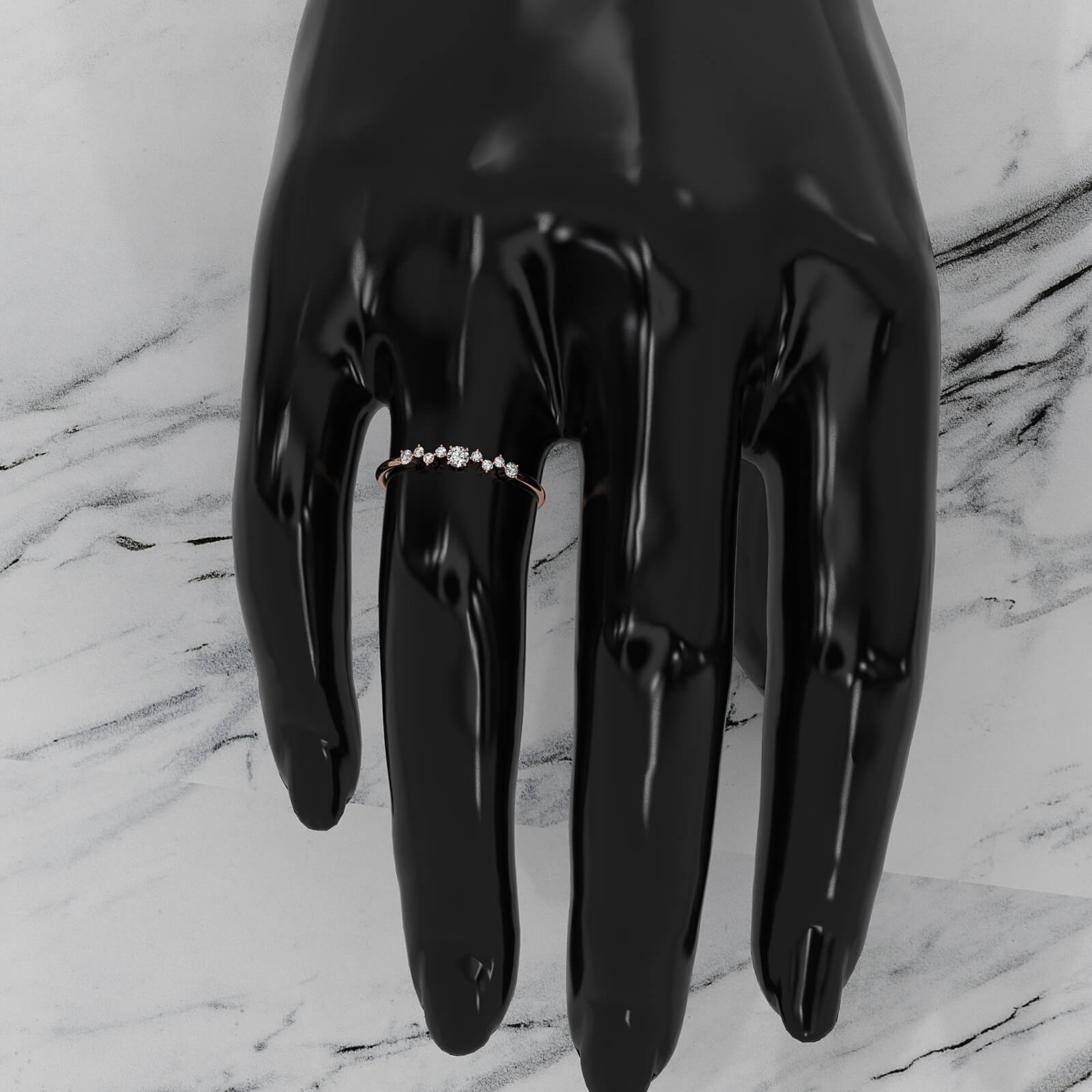 Scattered Round Prong Set Lab Diamond Engagement Wedding Ring 0.15ctw.