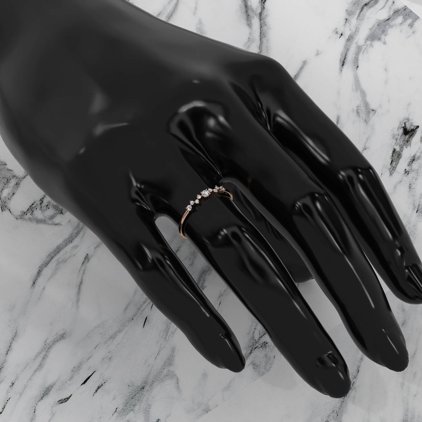 Scattered Round Prong Set Lab Diamond Engagement Wedding Ring 0.15ctw.