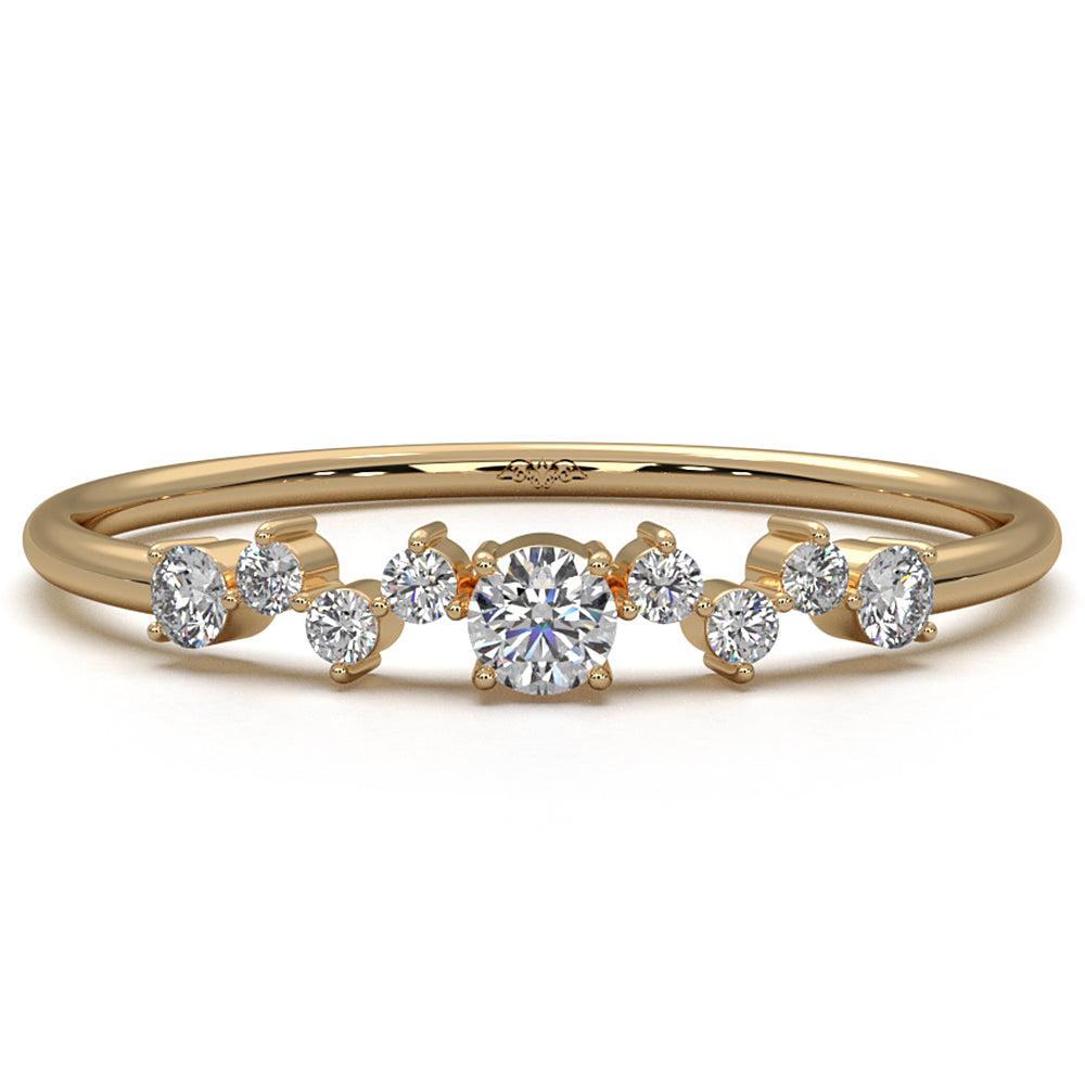 Scattered Round Prong Set Lab Diamond Engagement Wedding Ring 0.15ctw.