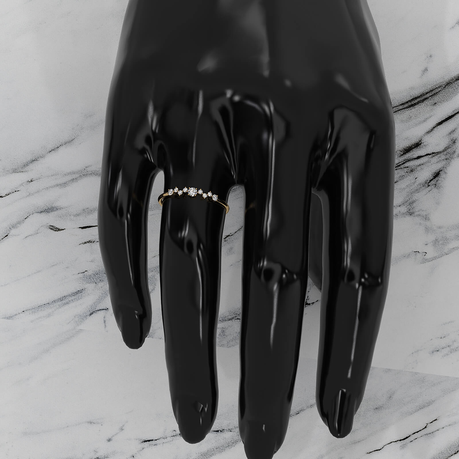 Scattered Round Prong Set Lab Diamond Engagement Wedding Ring 0.15ctw.