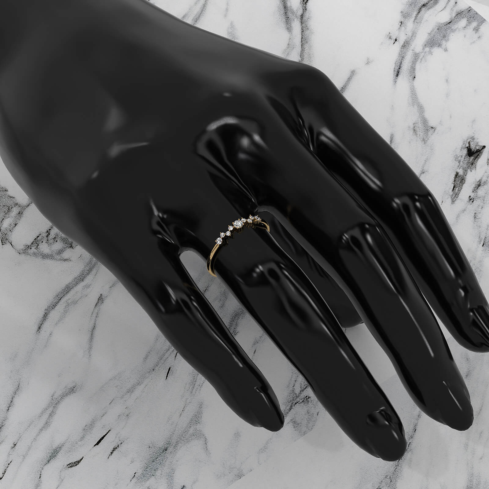 Scattered Round Prong Set Lab Diamond Engagement Wedding Ring 0.15ctw.