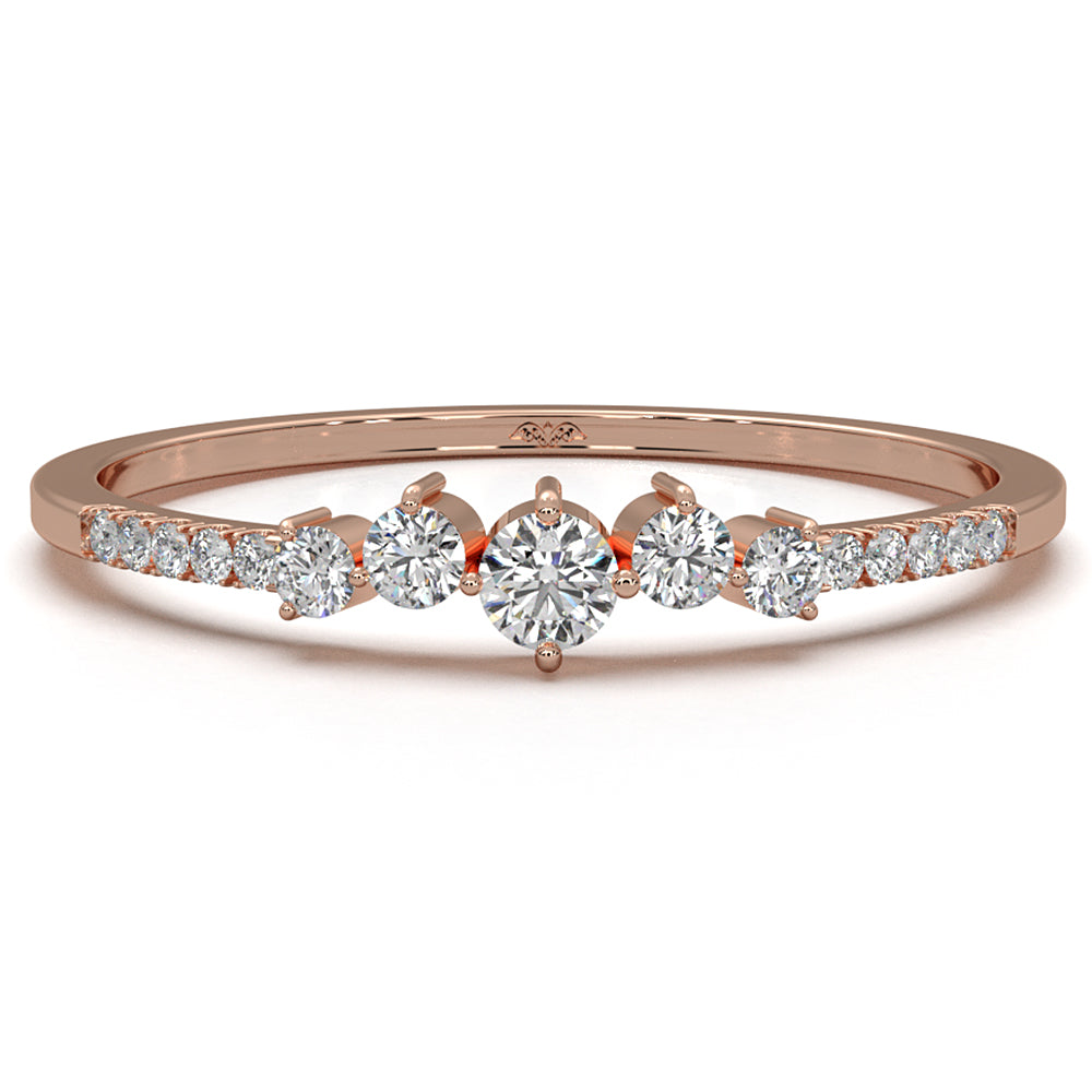 Sleek & Slim Fashionable French Pave Set Round Lab Diamond Fashion Ring 0.16ctw.