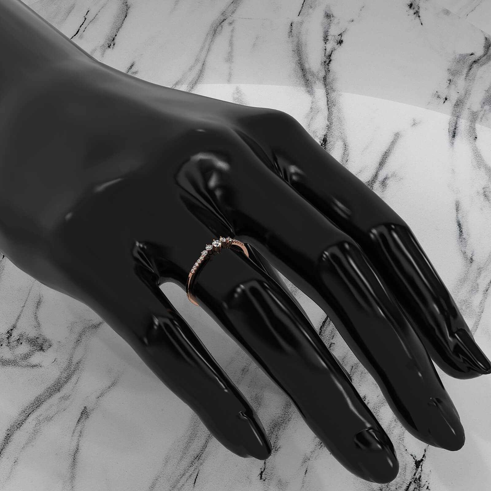 Sleek & Slim Fashionable French Pave Set Round Lab Diamond Fashion Ring 0.16ctw.