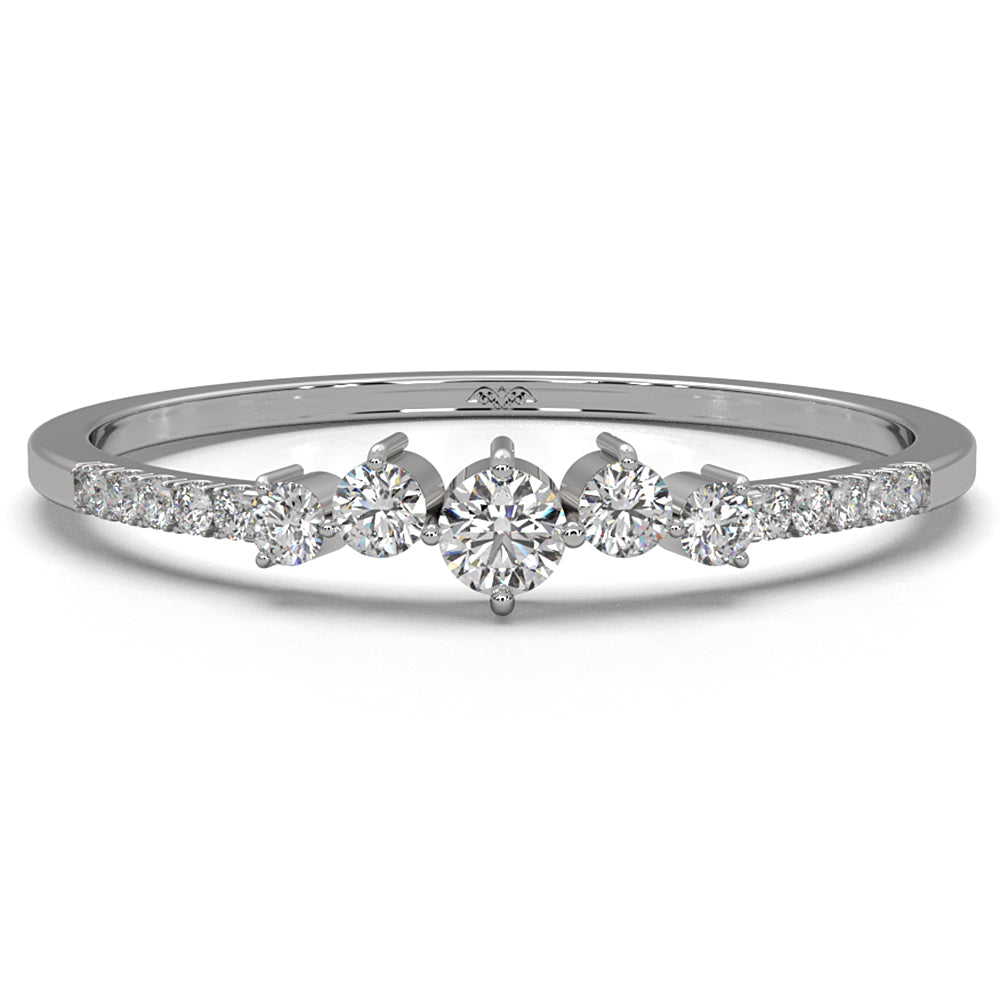 Sleek & Slim Fashionable French Pave Set Round Lab Diamond Fashion Ring 0.16ctw.