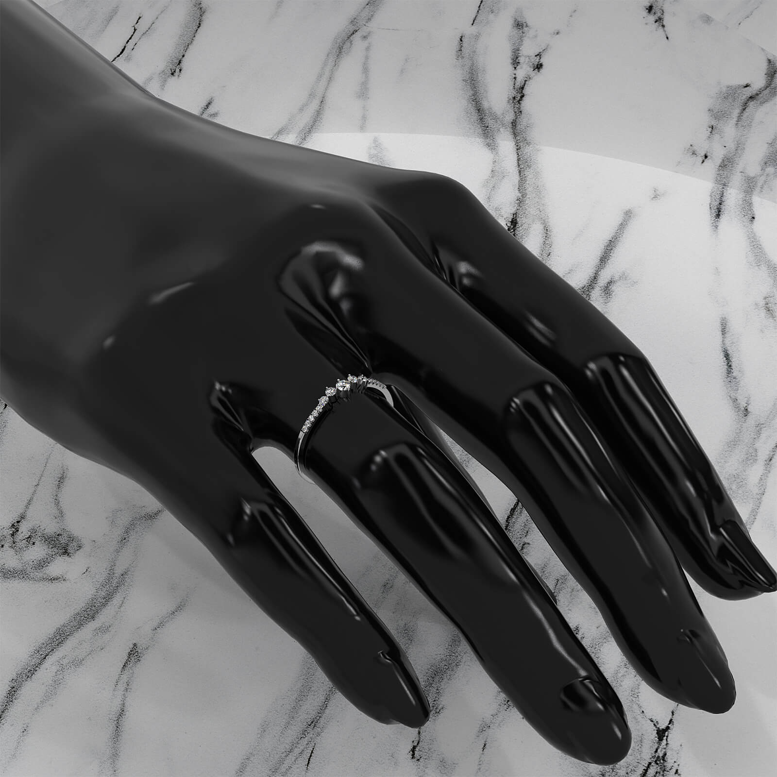 Sleek & Slim Fashionable French Pave Set Round Lab Diamond Fashion Ring 0.16ctw.