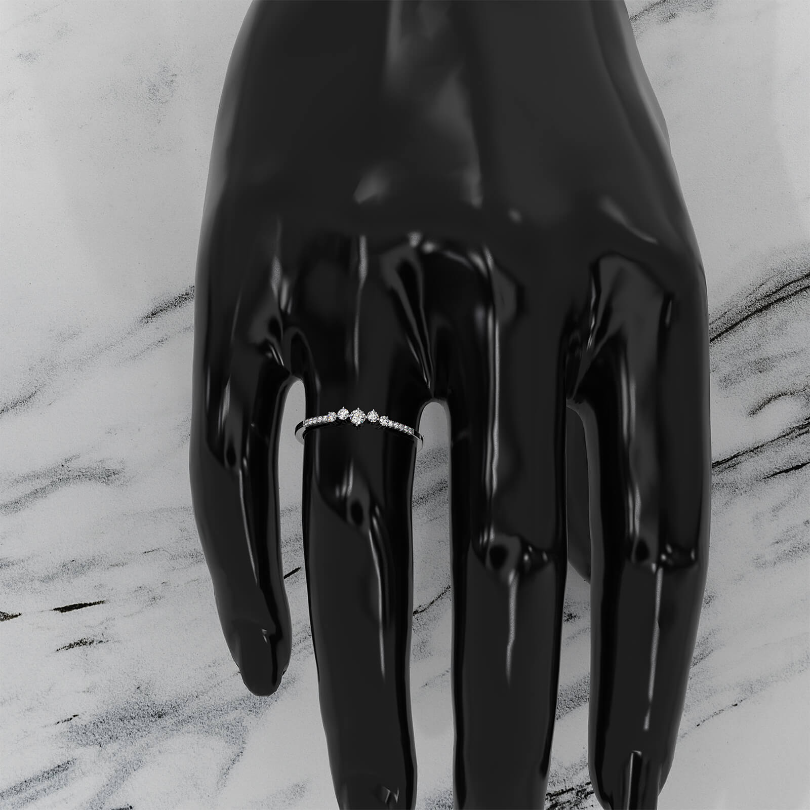 Sleek & Slim Fashionable French Pave Set Round Lab Diamond Fashion Ring 0.16ctw.