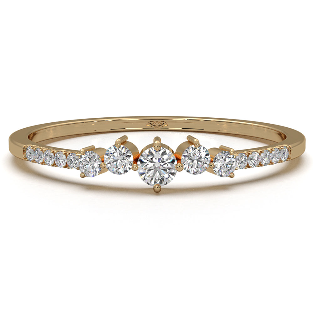 Sleek & Slim Fashionable French Pave Set Round Lab Diamond Fashion Ring 0.16ctw.