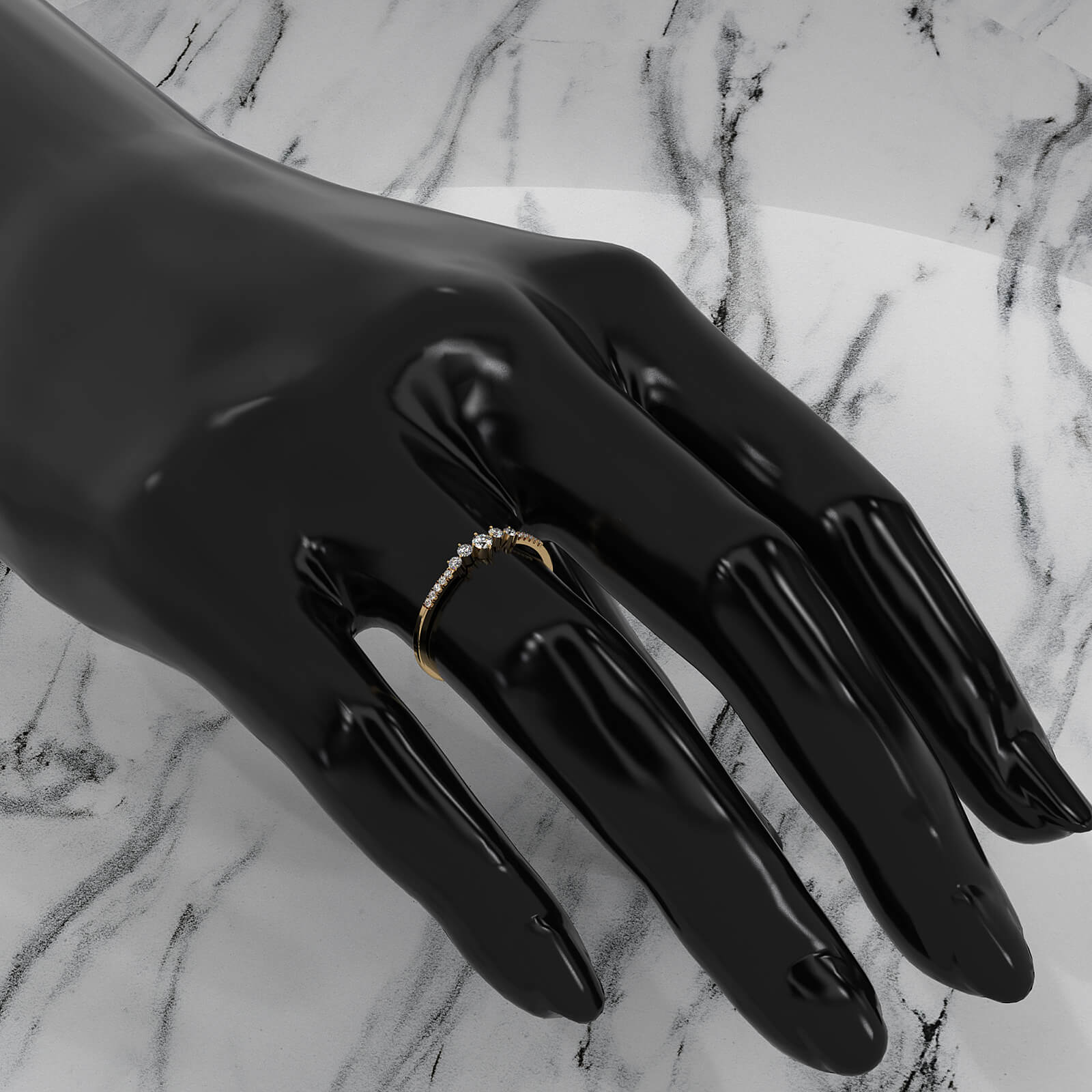 Sleek & Slim Fashionable French Pave Set Round Lab Diamond Fashion Ring 0.16ctw.