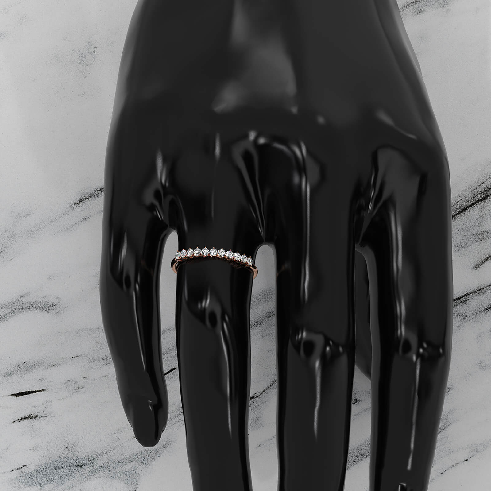 Shared Prong Set Round Lab Diamond Slim Fashion Ring 0.24ctw.