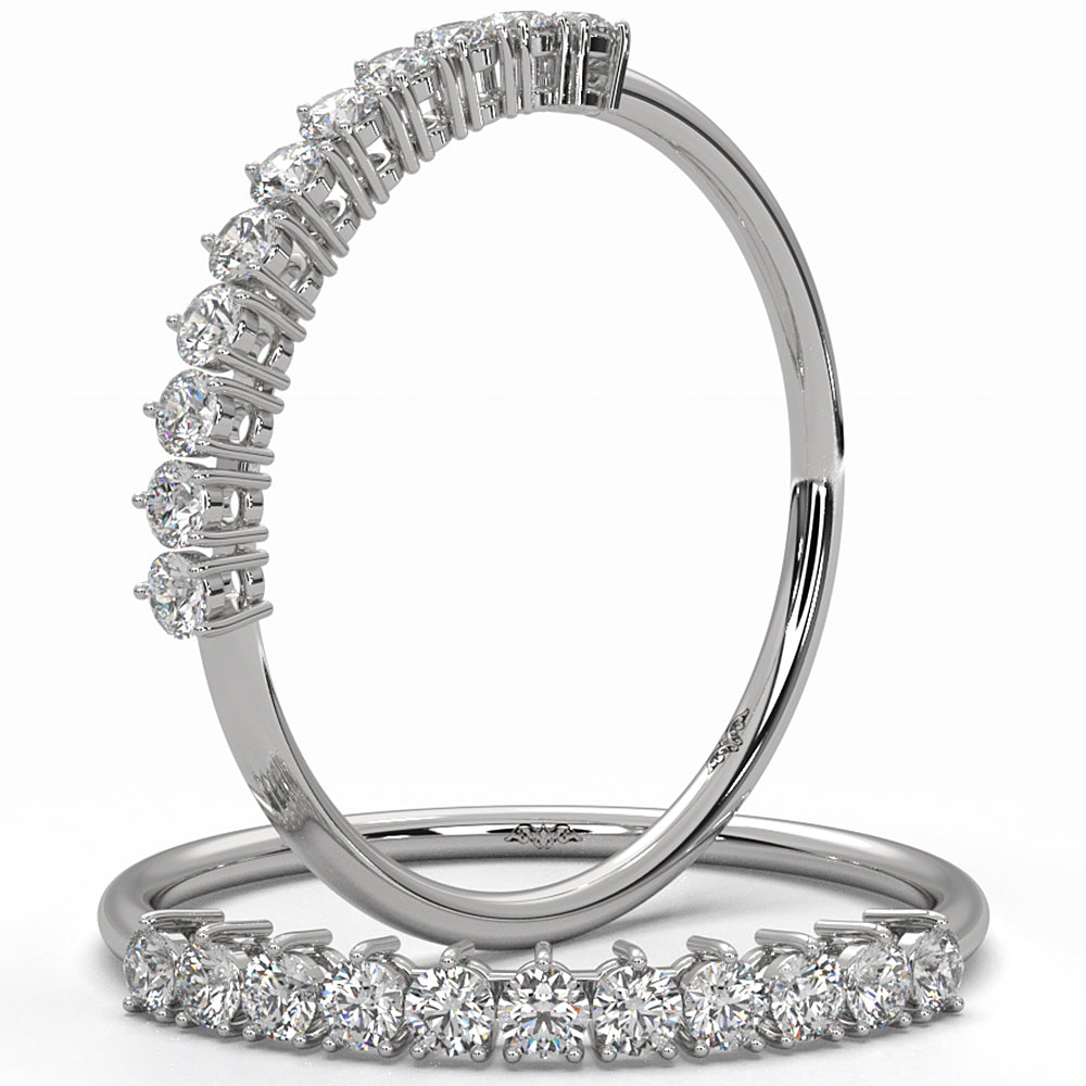 Shared Prong Set Round Lab Diamond Slim Fashion Ring 0.24ctw.