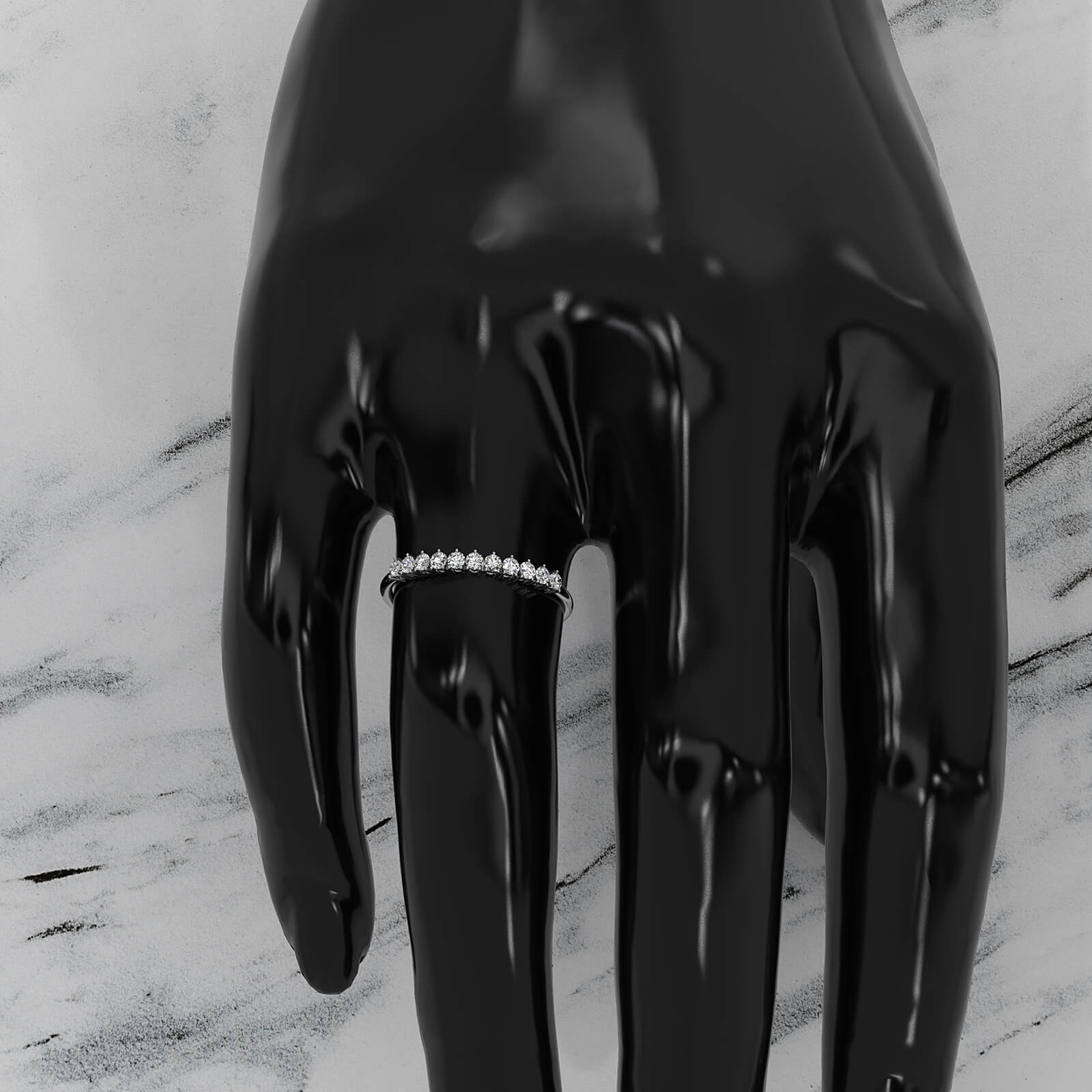 Shared Prong Set Round Lab Diamond Slim Fashion Ring 0.24ctw.