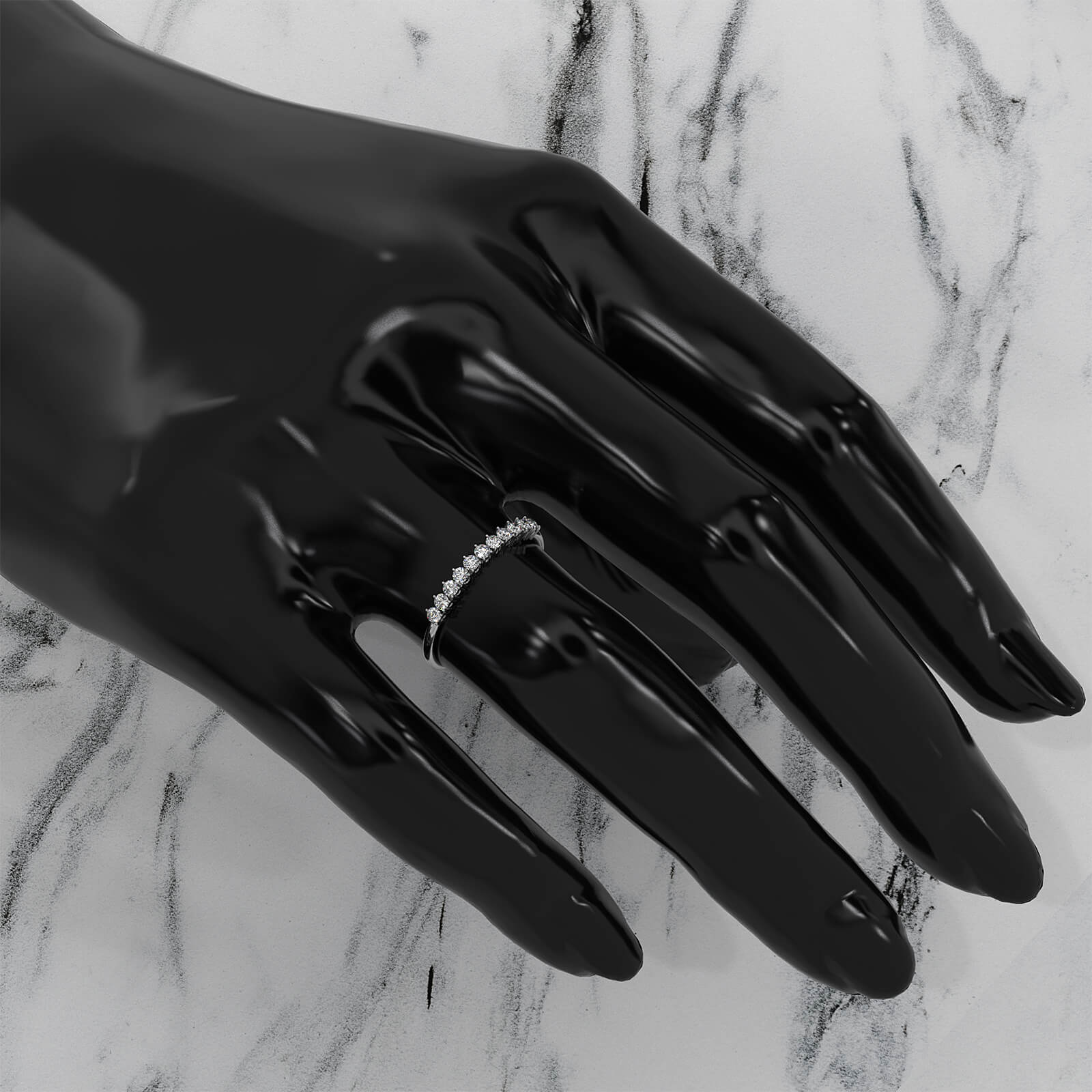 Shared Prong Set Round Lab Diamond Slim Fashion Ring 0.24ctw.