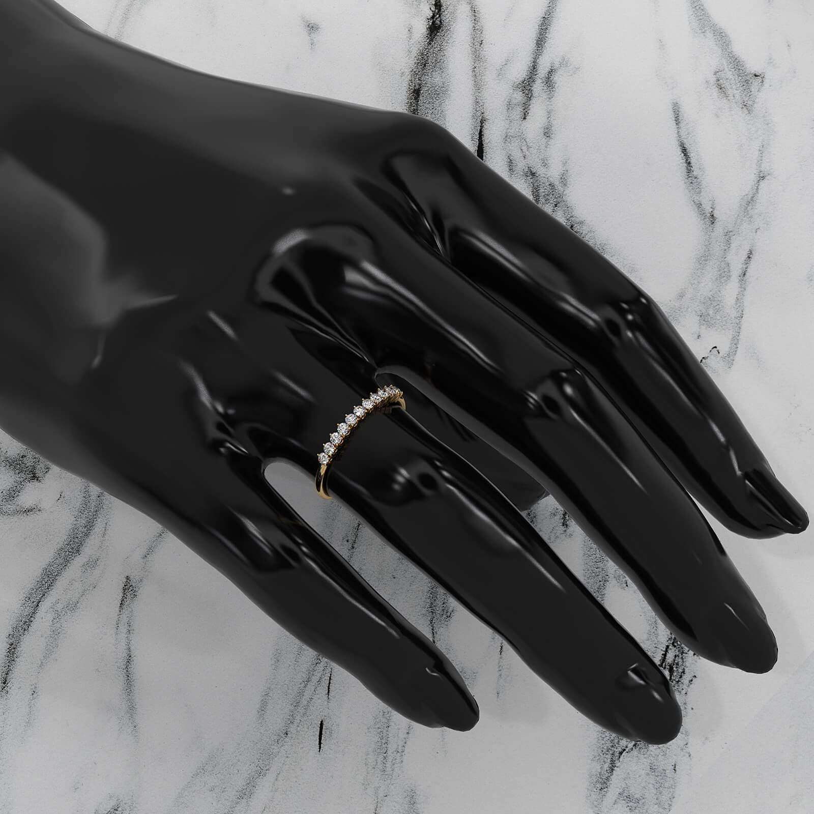 Shared Prong Set Round Lab Diamond Slim Fashion Ring 0.24ctw.