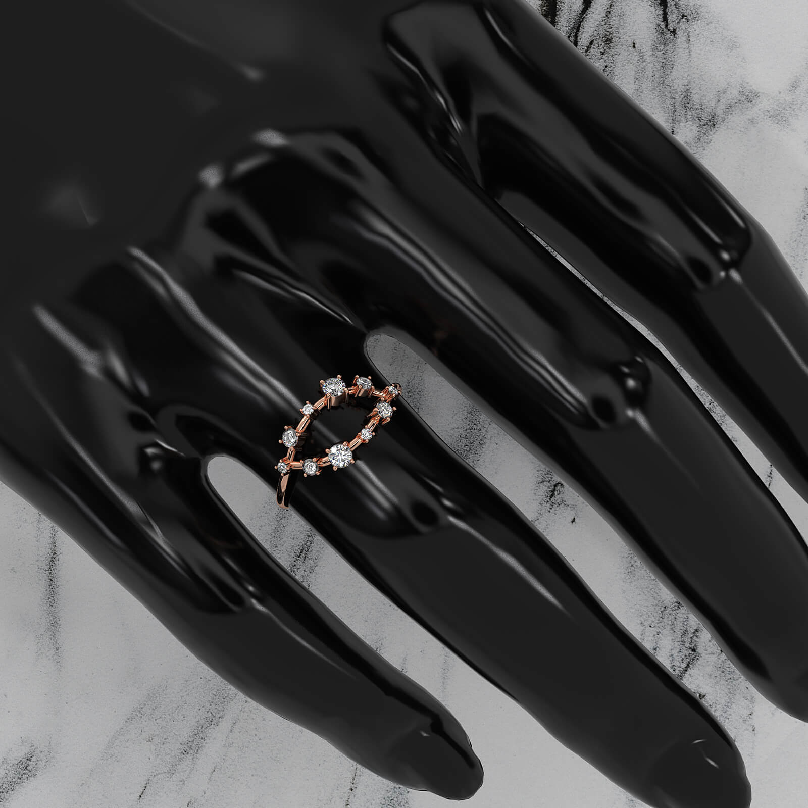 Stackable Marquise Outline Round Lab Diamond Fashionable Ring 0.25ctw.