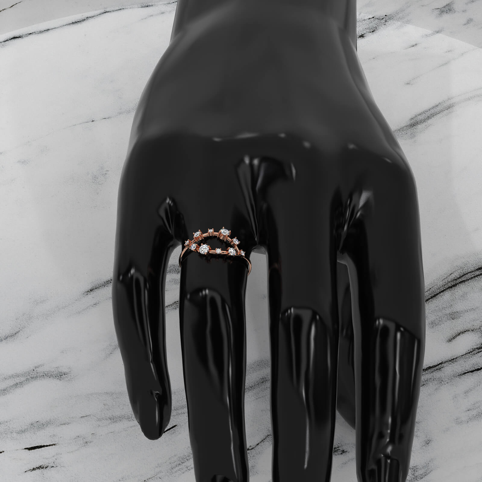 Stackable Marquise Outline Round Lab Diamond Fashionable Ring 0.25ctw.