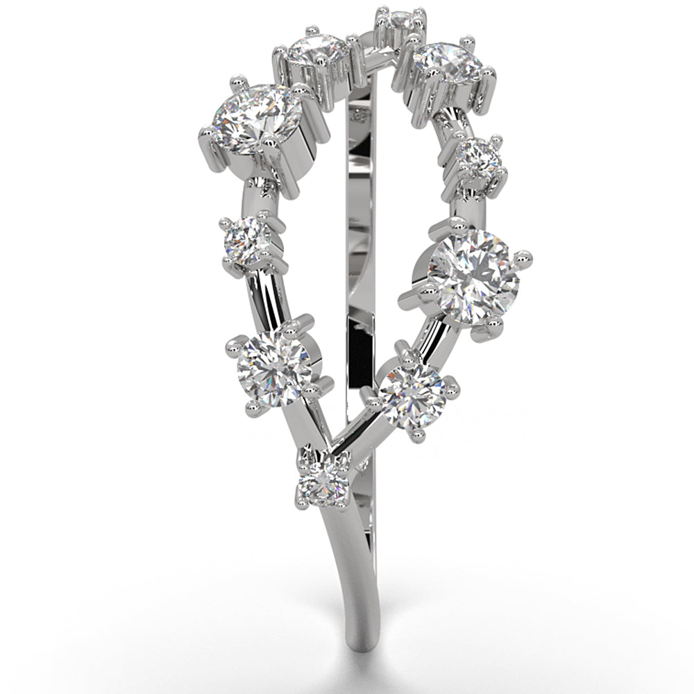 Stackable Marquise Outline Round Lab Diamond Fashionable Ring 0.25ctw.