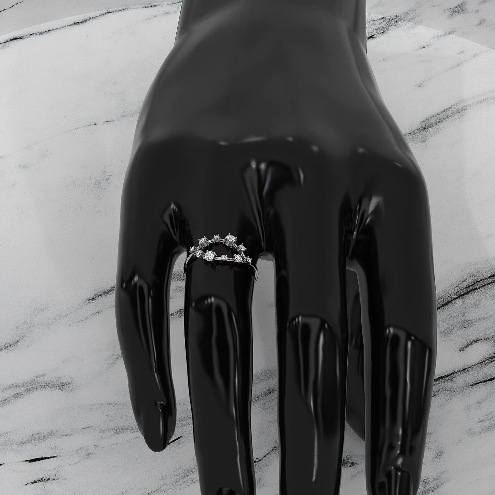 Stackable Marquise Outline Round Lab Diamond Fashionable Ring 0.25ctw.