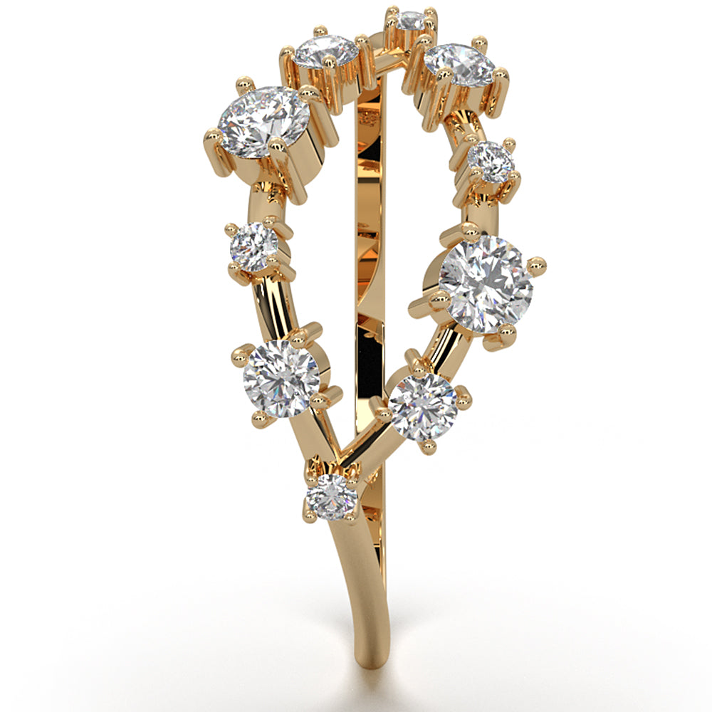 Stackable Marquise Outline Round Lab Diamond Fashionable Ring 0.25ctw.