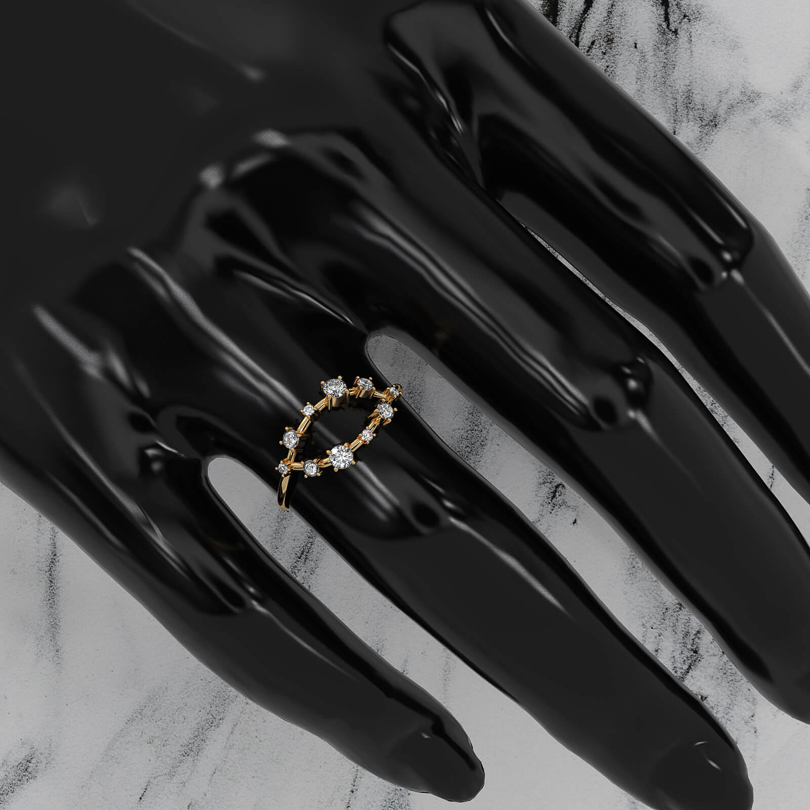 Stackable Marquise Outline Round Lab Diamond Fashionable Ring 0.25ctw.