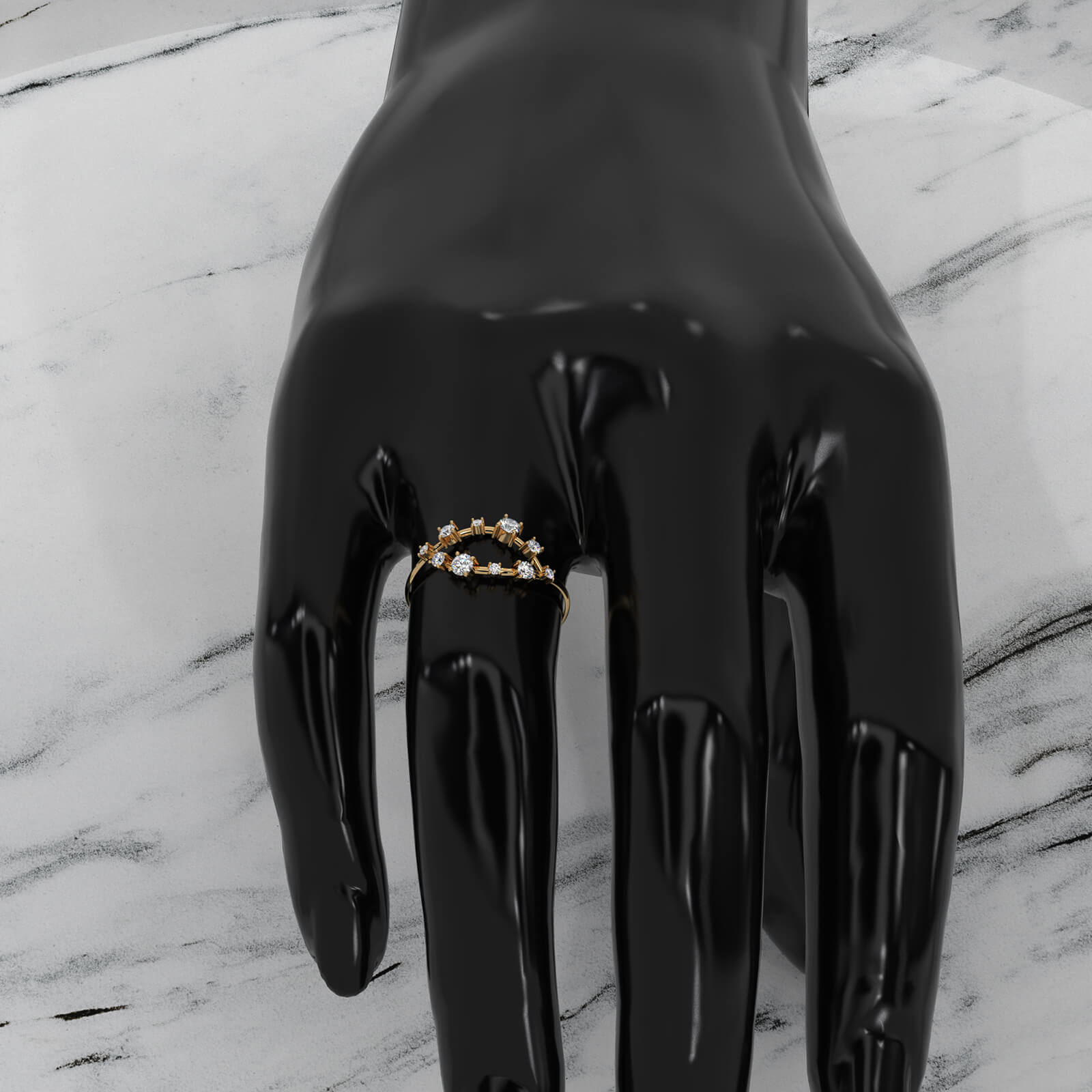 Stackable Marquise Outline Round Lab Diamond Fashionable Ring 0.25ctw.